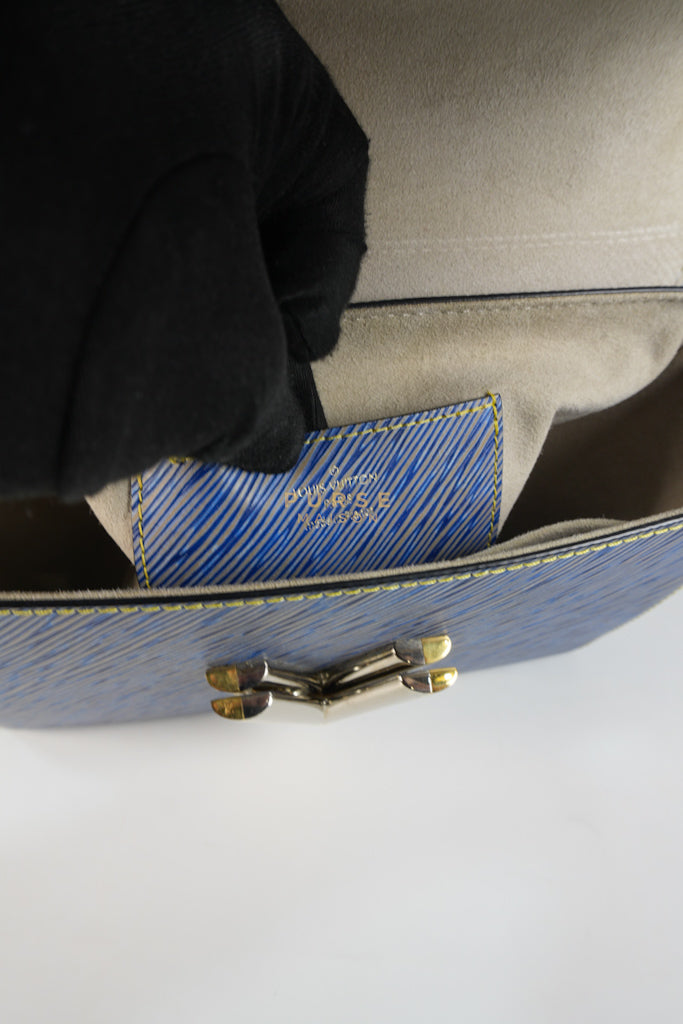 Twist MM Shoulder Bag in Blue Epi Leather & Silver Hardware | Purse Maison Luxury Bags Shop
