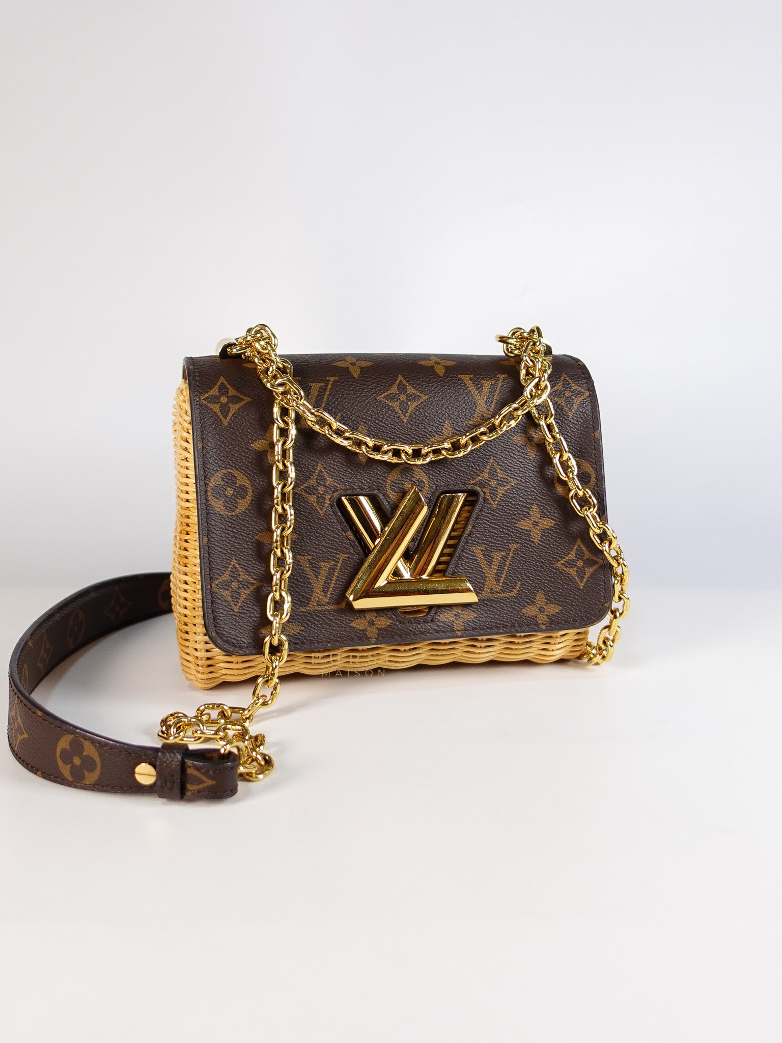 Twist PM in Wicker and Monogram Canvas (Microchip) | Purse Maison Luxury Bags Shop