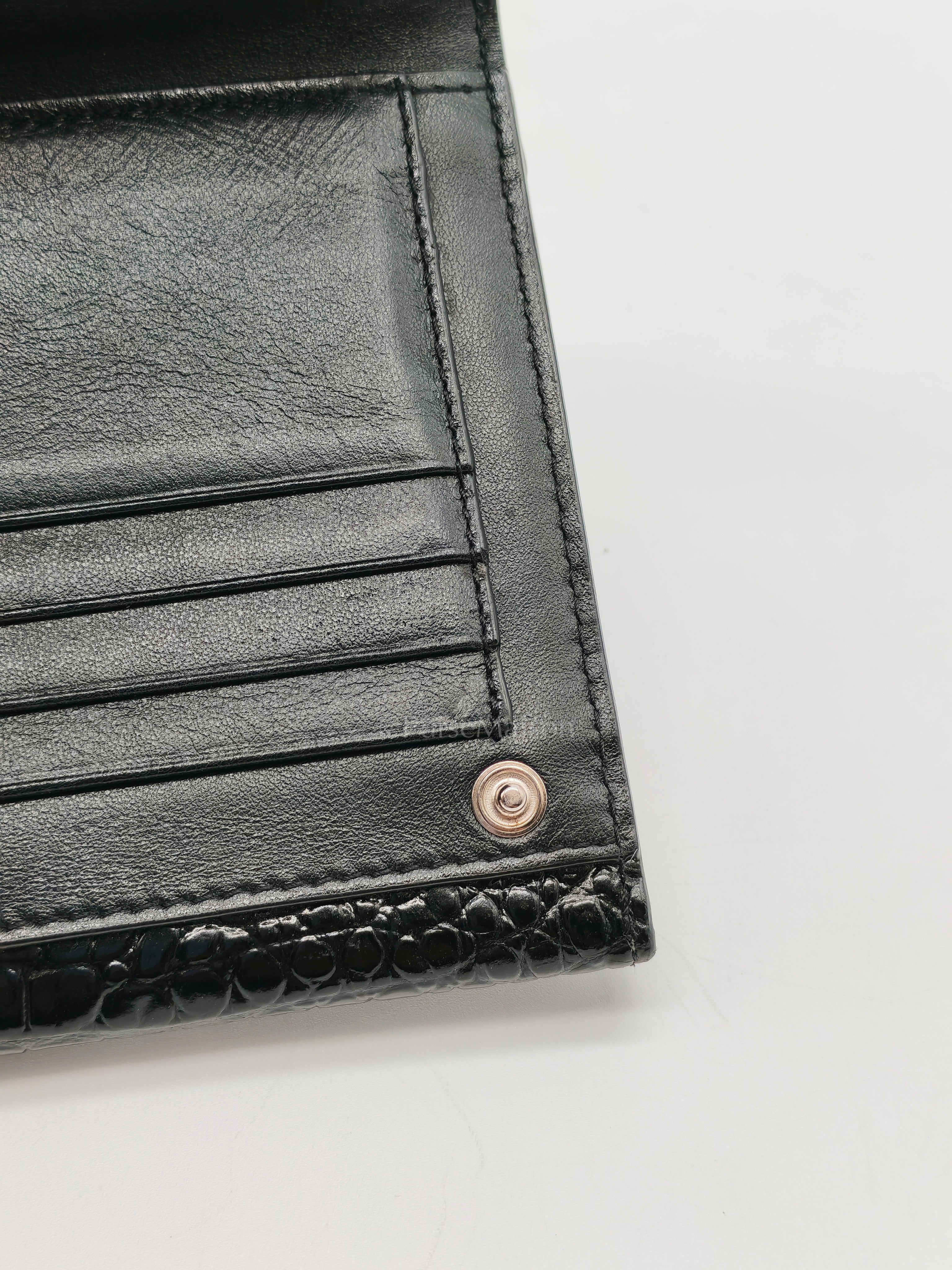 Uptown Clutch in Black Croc-embossed Calfskin Leather & Silver Hardware | Purse Maison Luxury Bags Shop