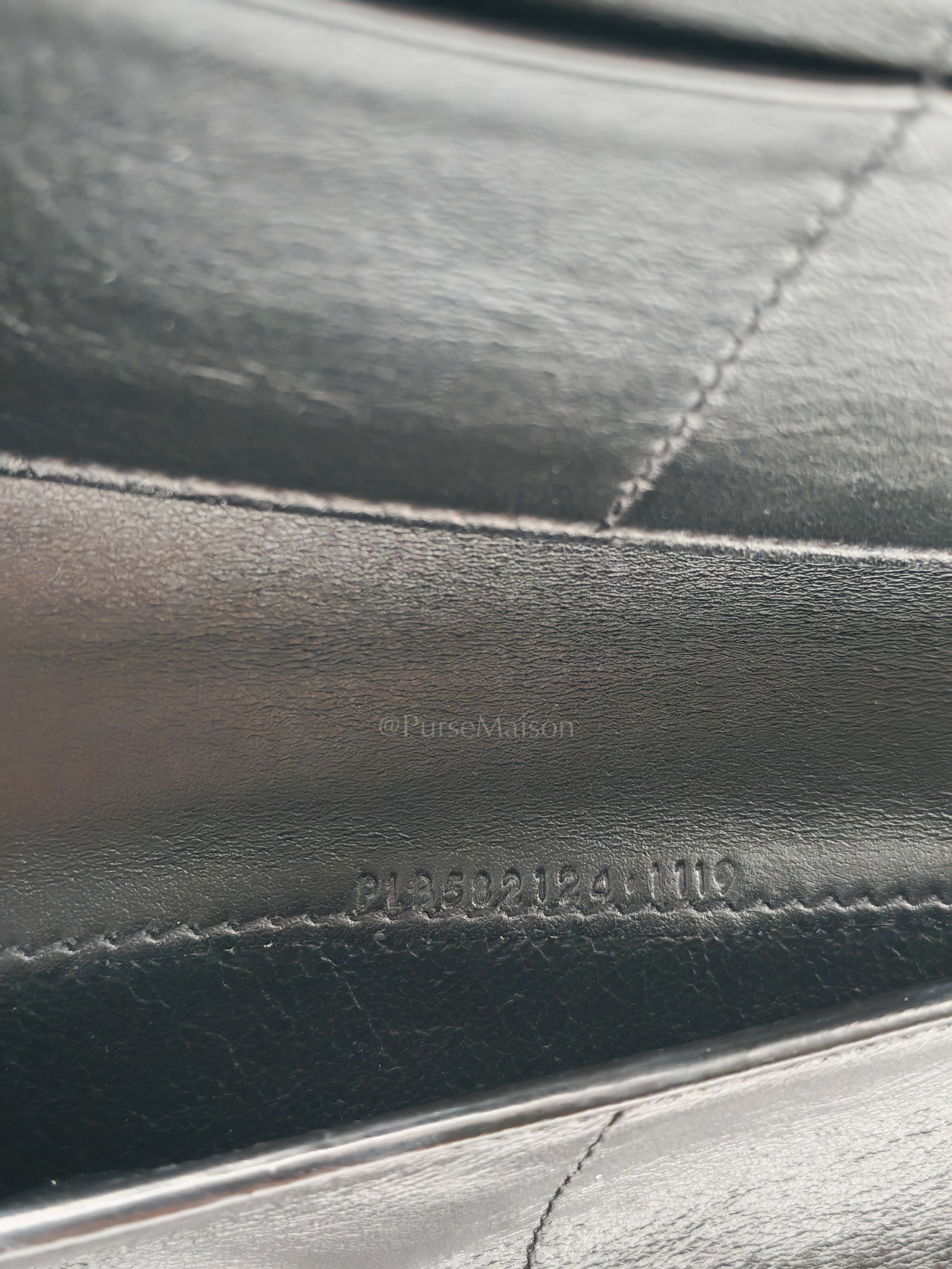 Uptown Clutch in Black Croc-embossed Calfskin Leather & Silver Hardware | Purse Maison Luxury Bags Shop
