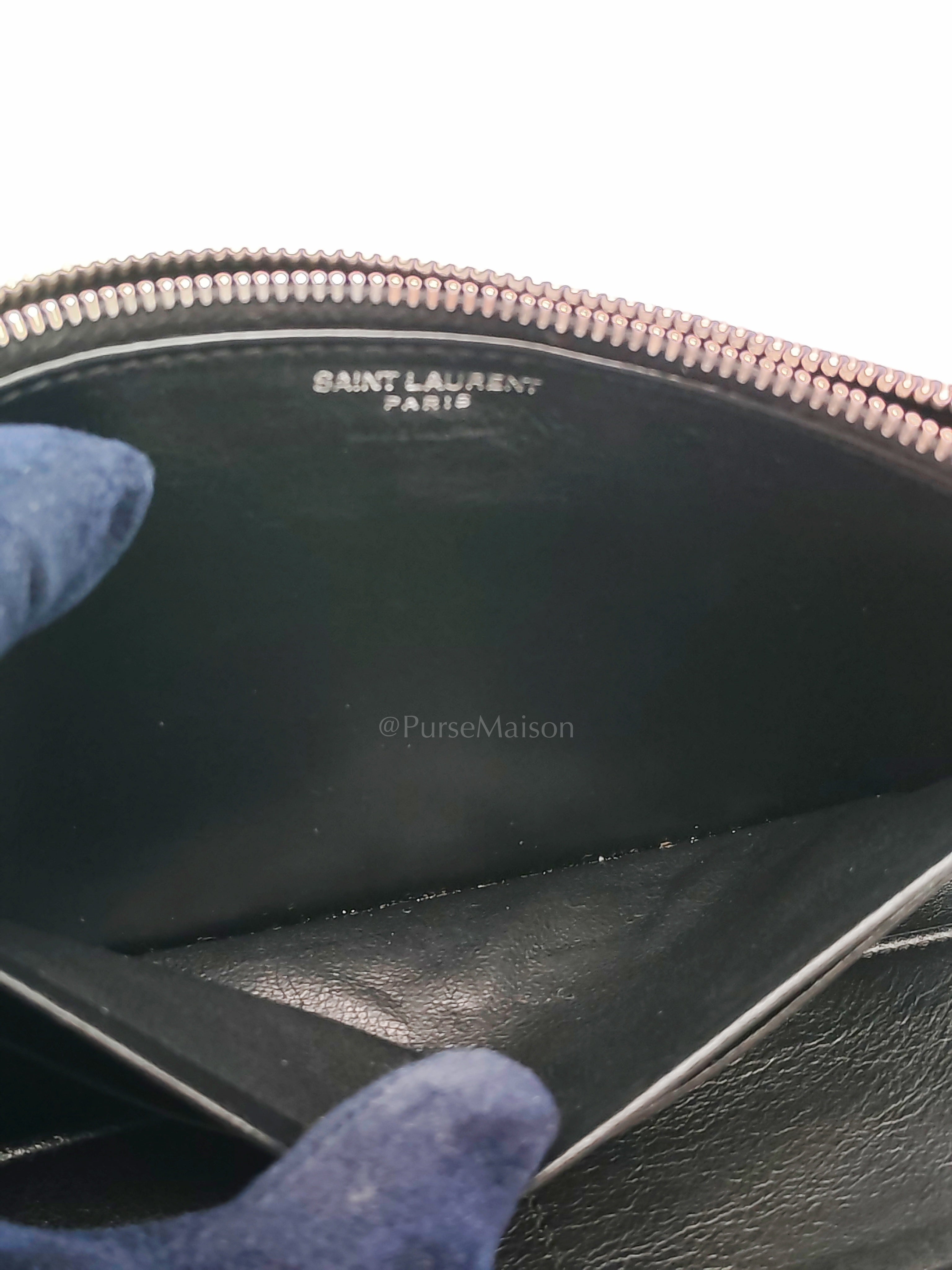 Uptown Clutch in Black Croc-embossed Calfskin Leather & Silver Hardware | Purse Maison Luxury Bags Shop
