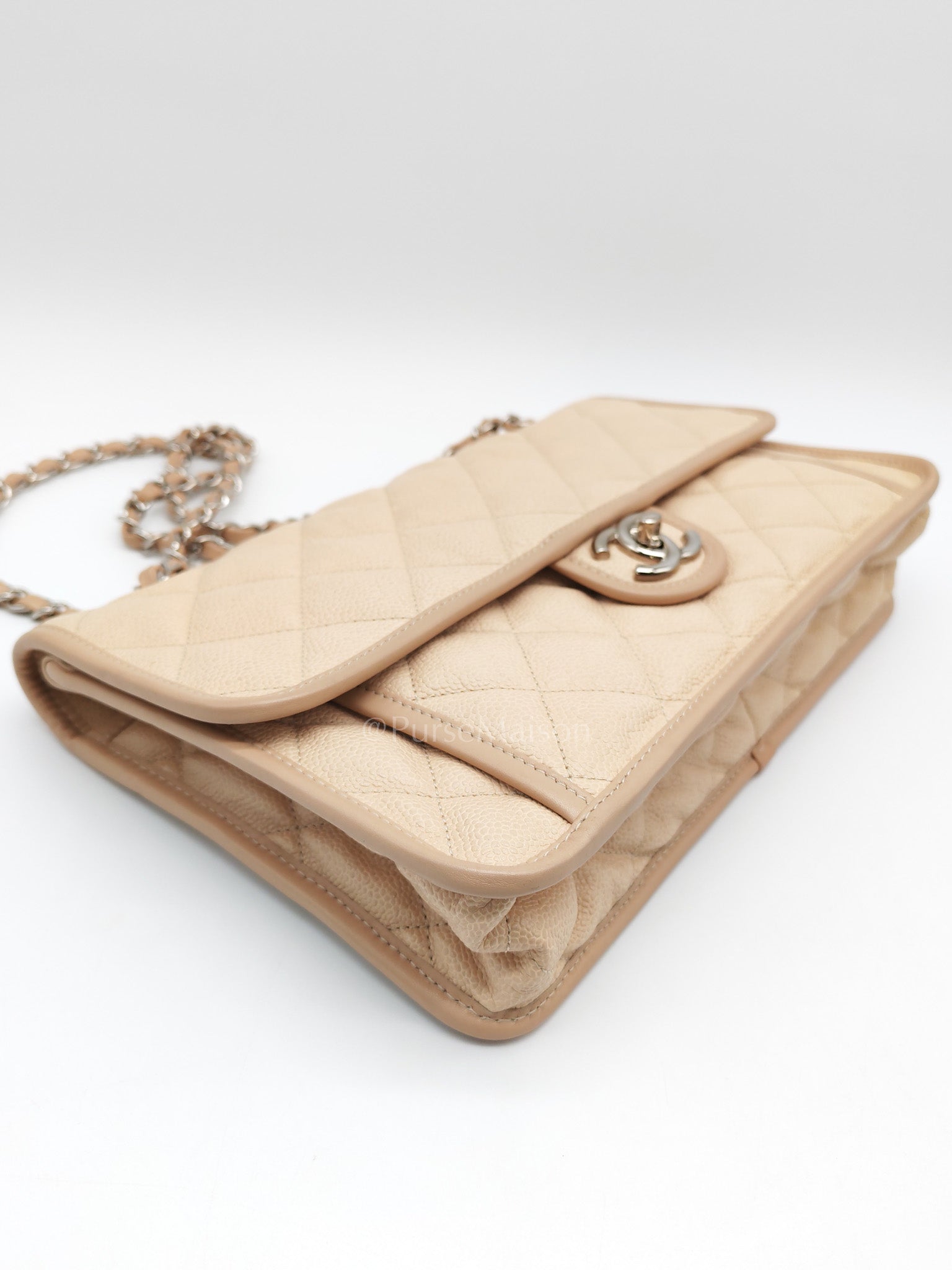 French Riviera in Beige Quilted Caviar Leather and Silver Hardware Seires 18
