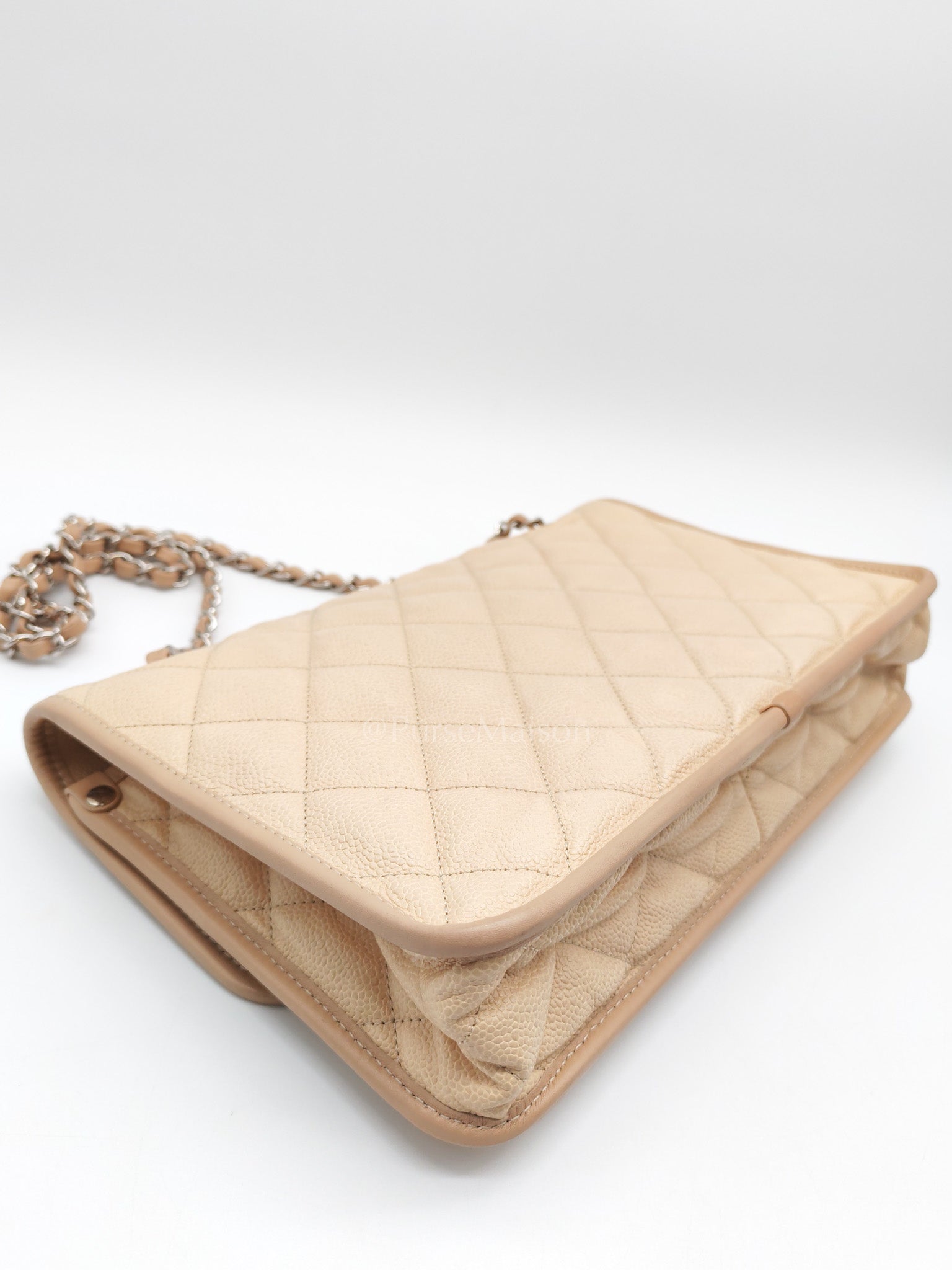 French Riviera in Beige Quilted Caviar Leather and Silver Hardware Seires 18