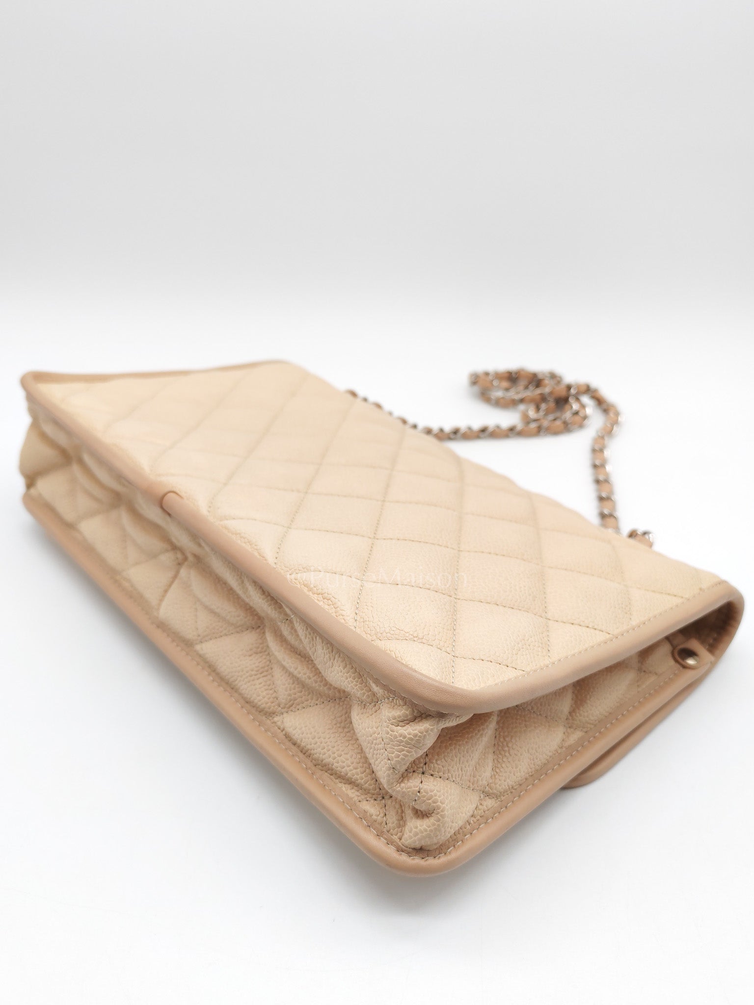 French Riviera in Beige Quilted Caviar Leather and Silver Hardware Seires 18