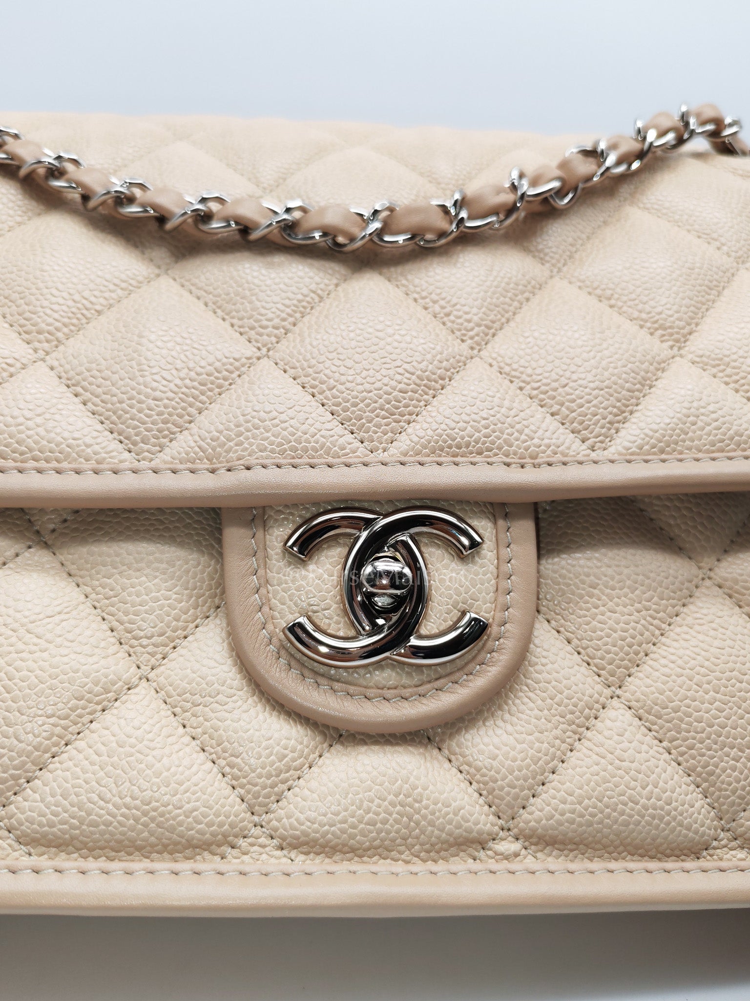 French Riviera in Beige Quilted Caviar Leather and Silver Hardware Seires 18