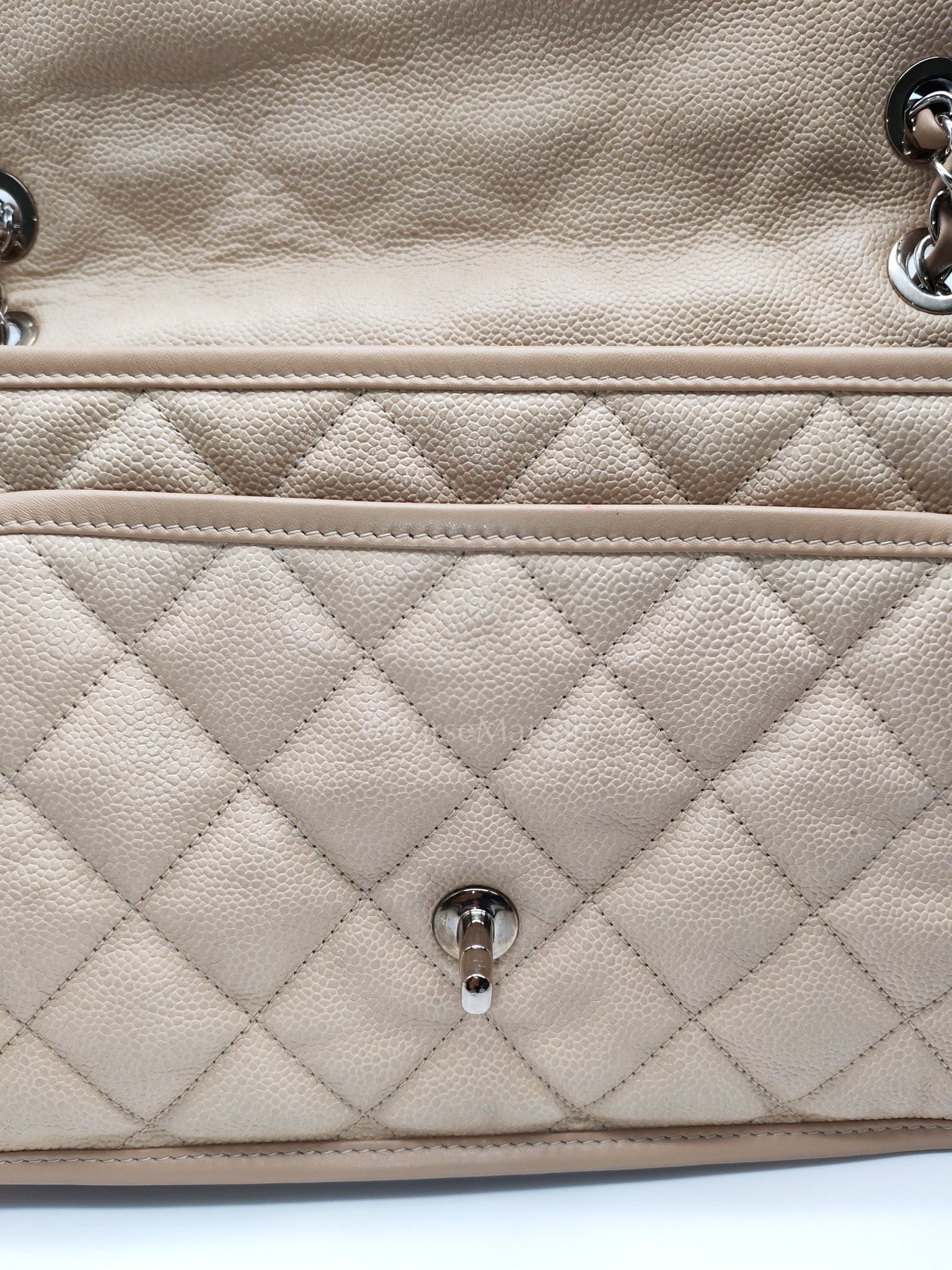 French Riviera in Beige Quilted Caviar Leather and Silver Hardware Seires 18
