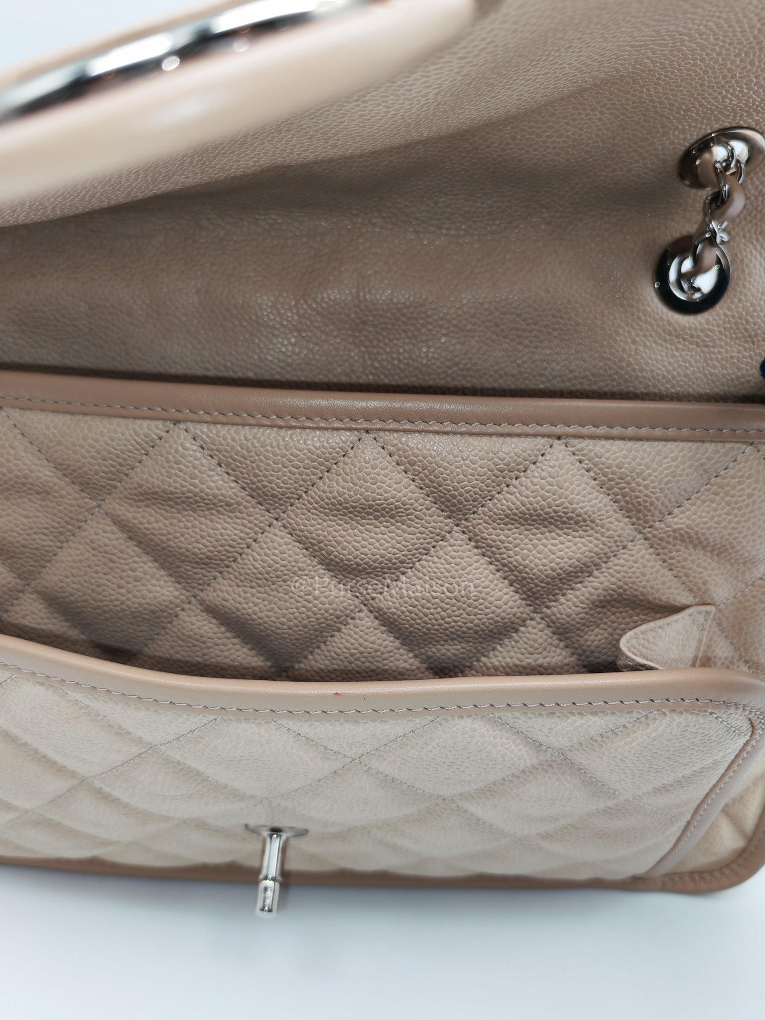 French Riviera in Beige Quilted Caviar Leather and Silver Hardware Seires 18