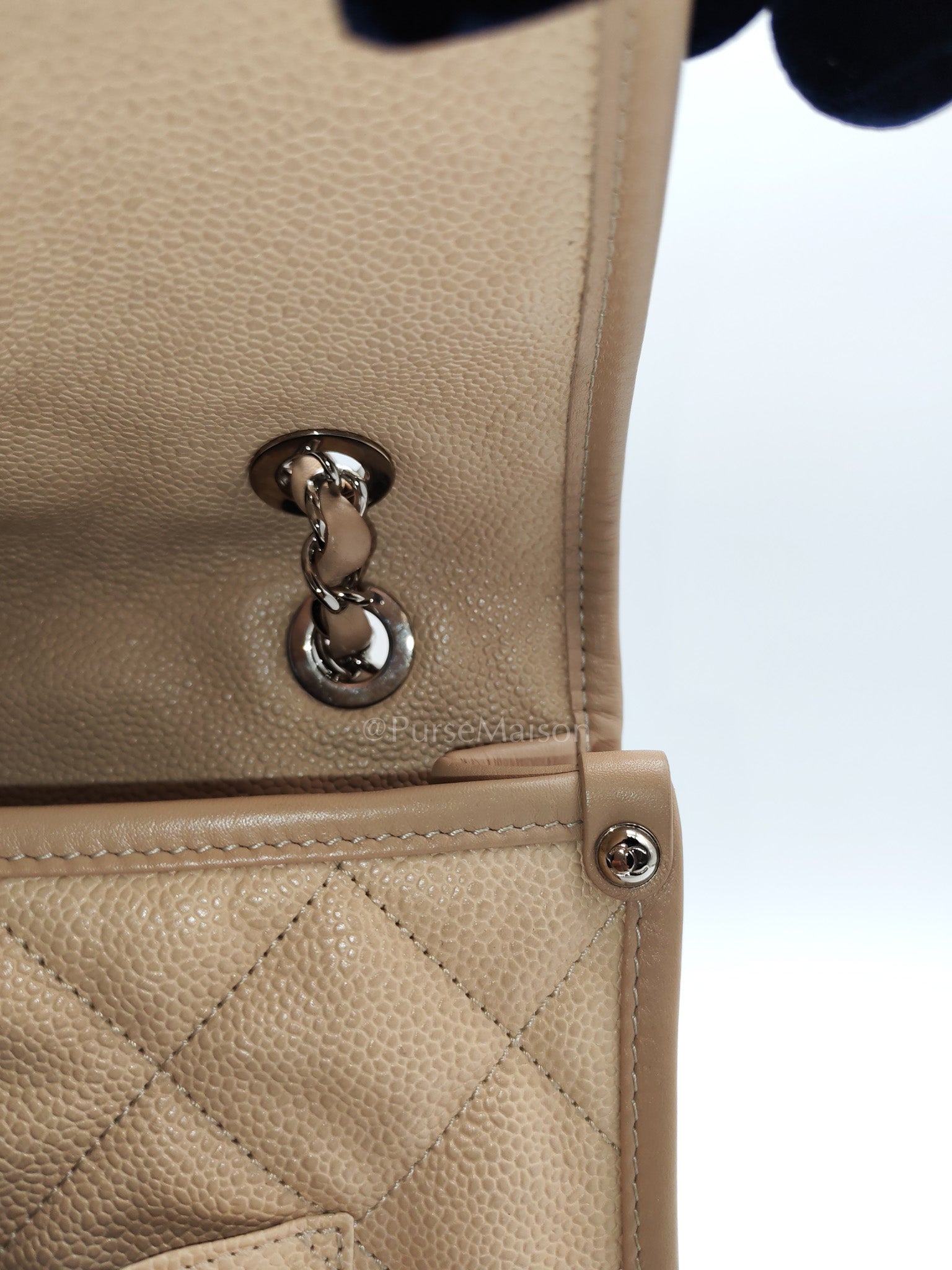 French Riviera in Beige Quilted Caviar Leather and Silver Hardware Seires 18