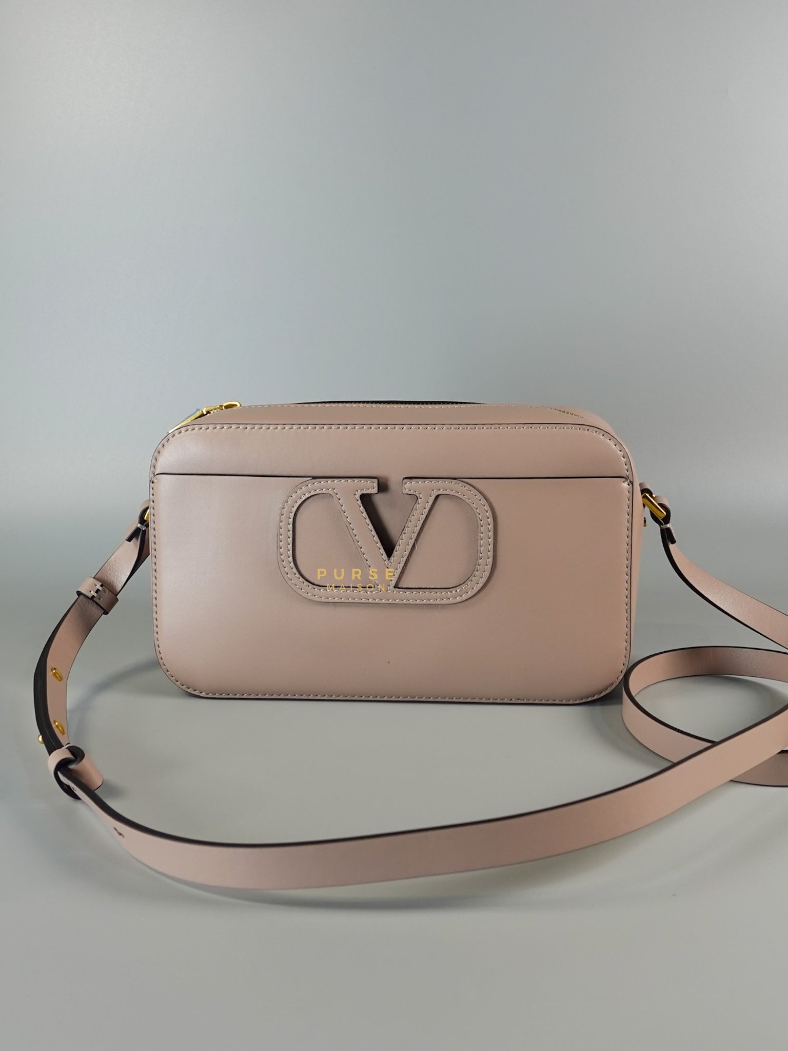 V Sling Camera Shoulder Bag Blush Pink | Purse Maison Luxury Bags Shop