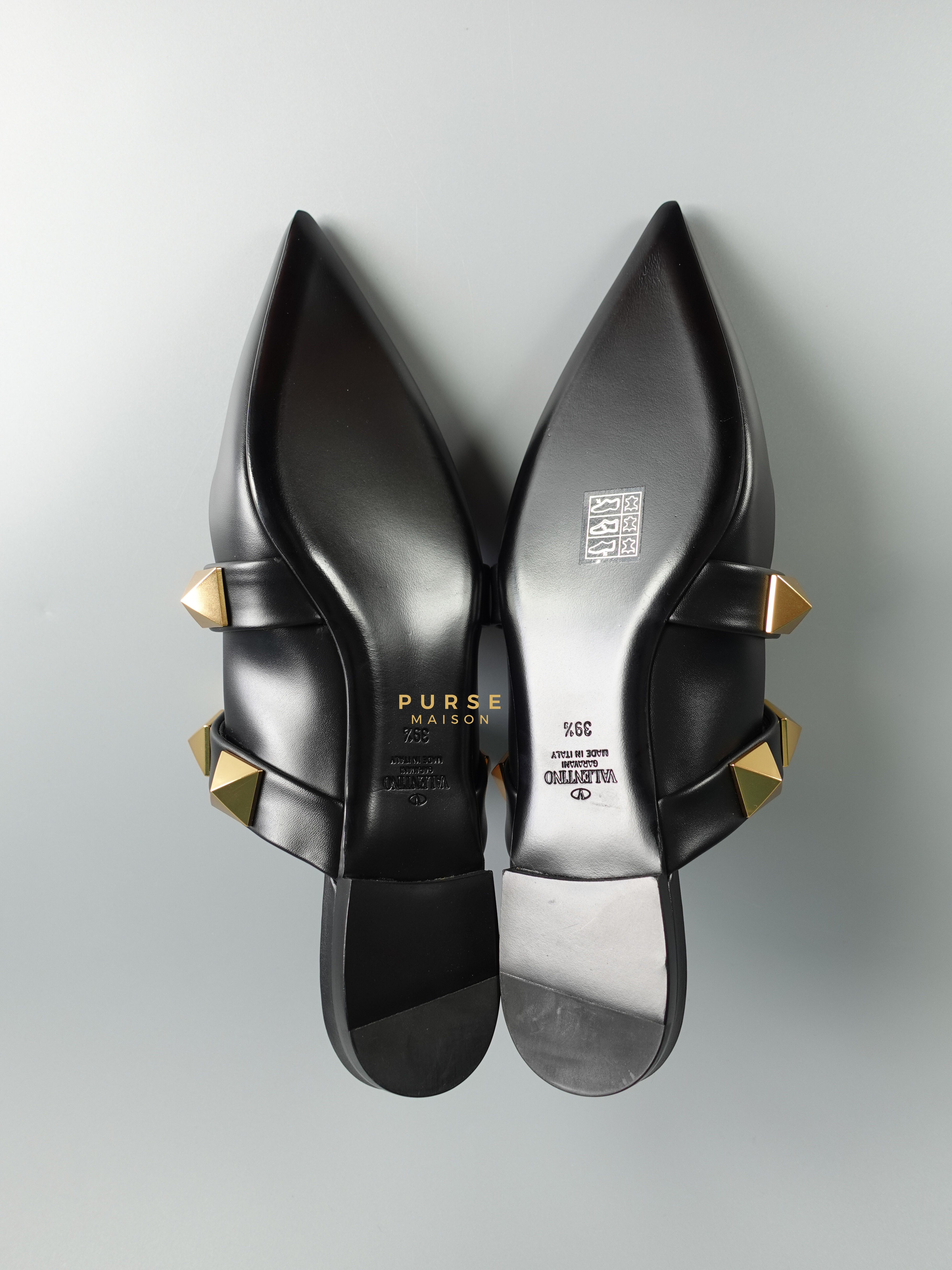 Valentino Garavani Black Leather Rockstud Mules Size 39.5 | Purse Maison Luxury Bags Shop