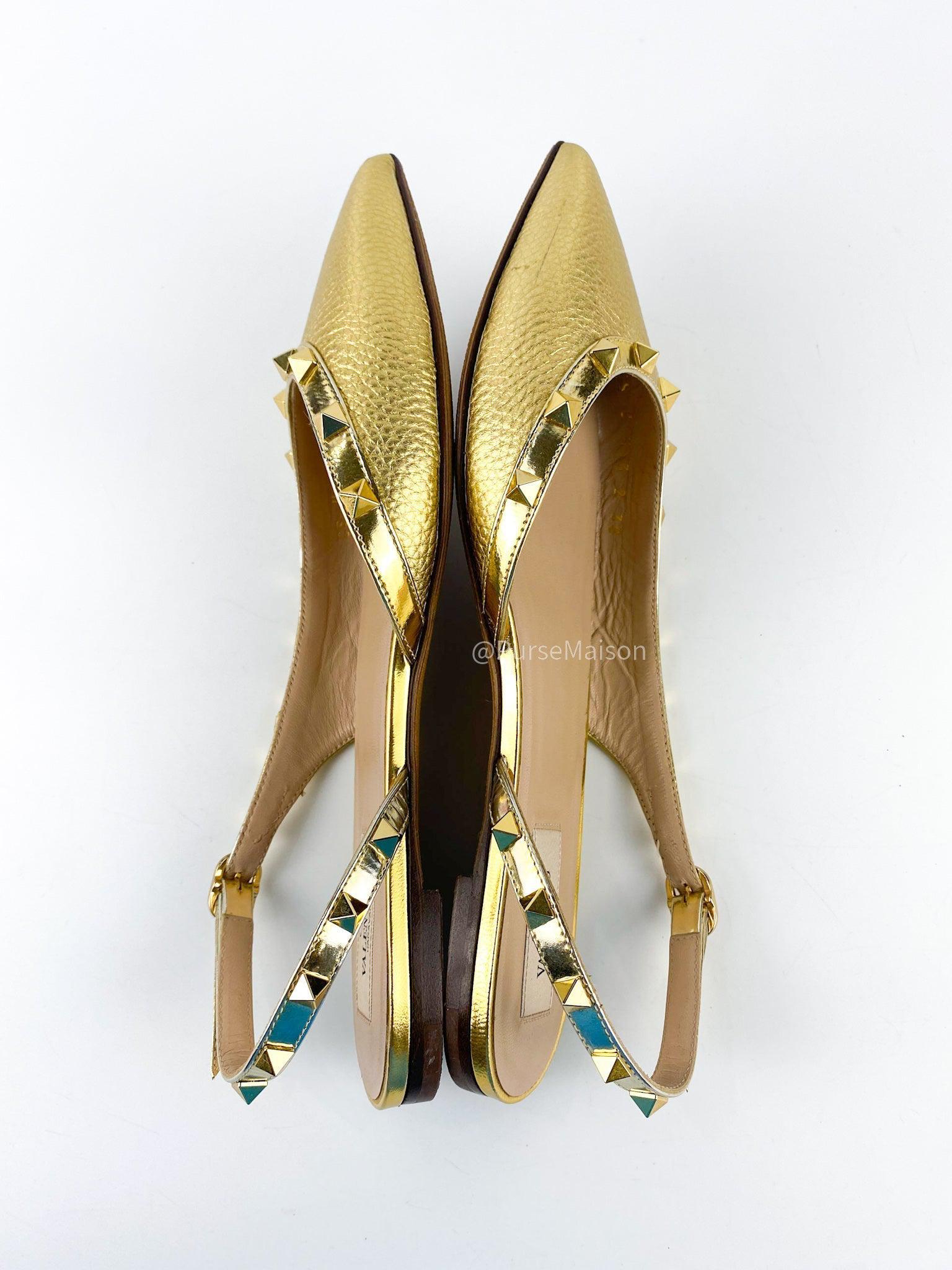 Valentino rockstud outlet gold shoes