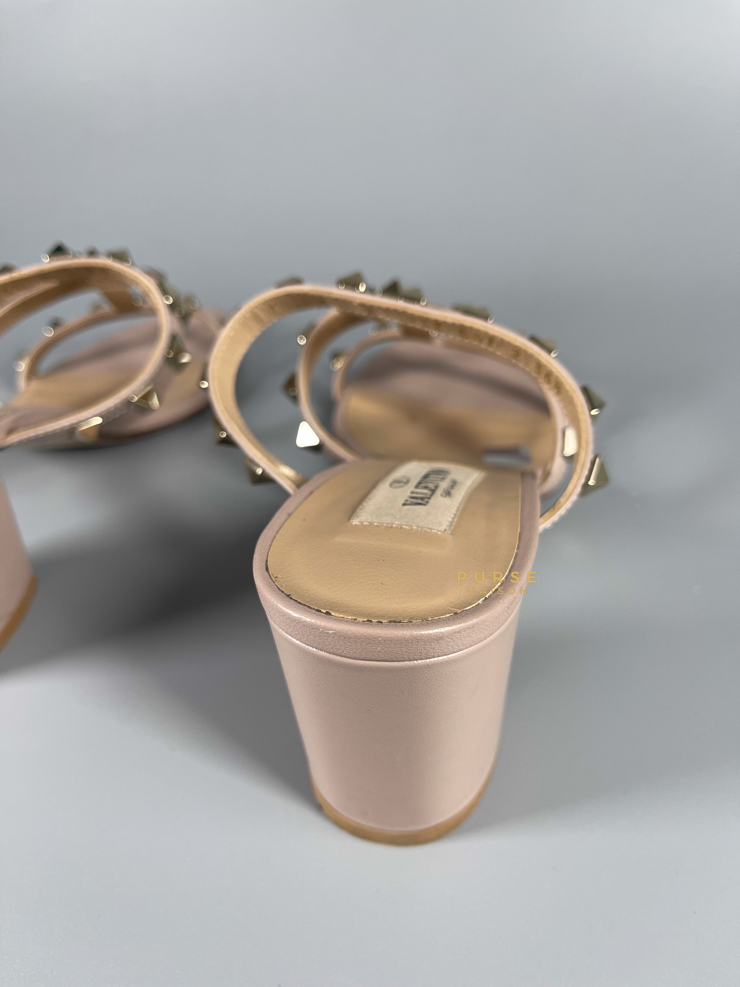 Valentino Garavani Rockstud Poudre Sandals with Heels Size 36.5 EU (23.5 cm) | Purse Maison Luxury Bags Shop