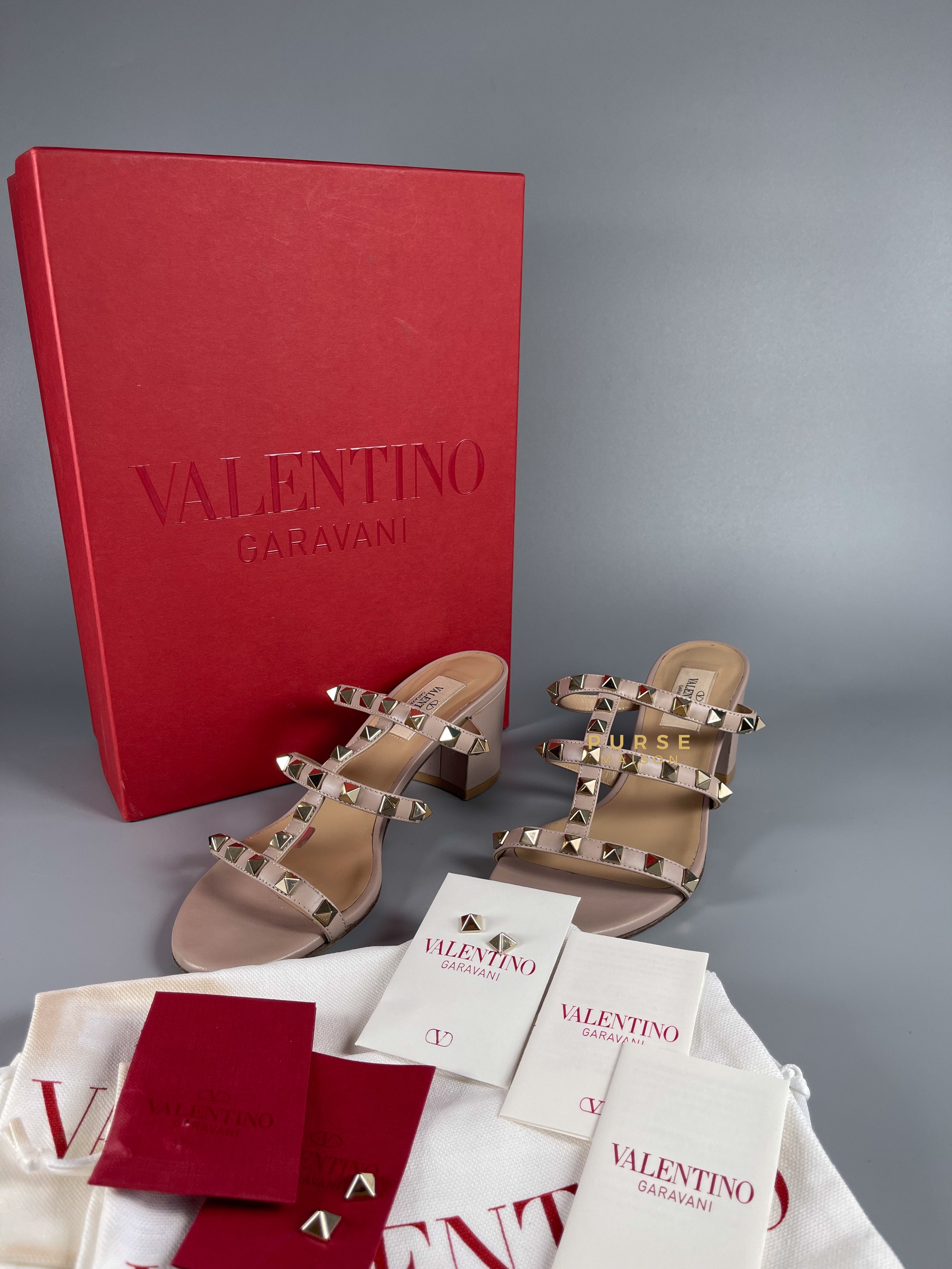 Valentino Garavani Rockstud Poudre Sandals with Heels Size