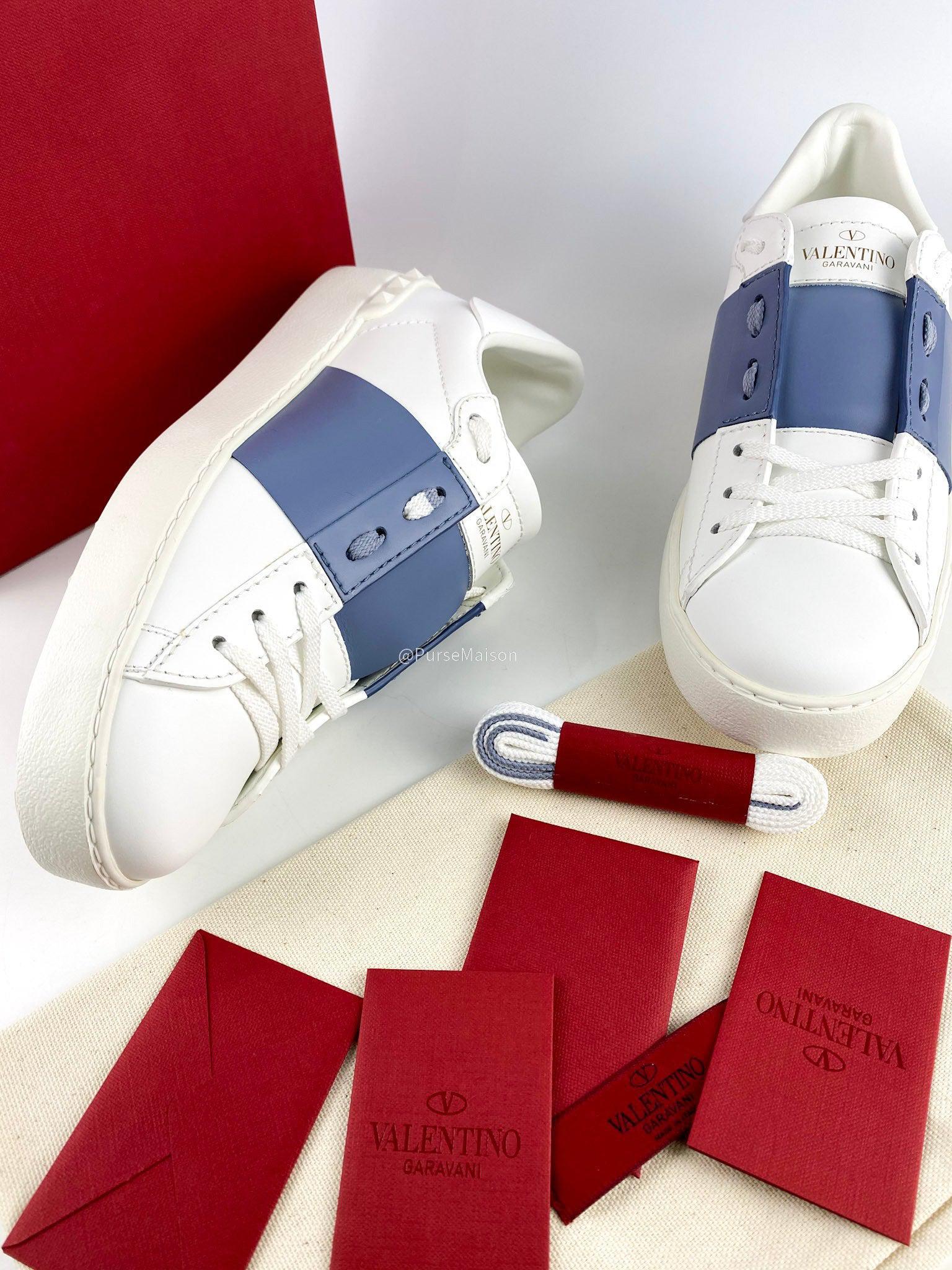 Valentino Garavani Stud Detailed Lace Up White/Blue Sneakers Size 37EU (24.5cm)