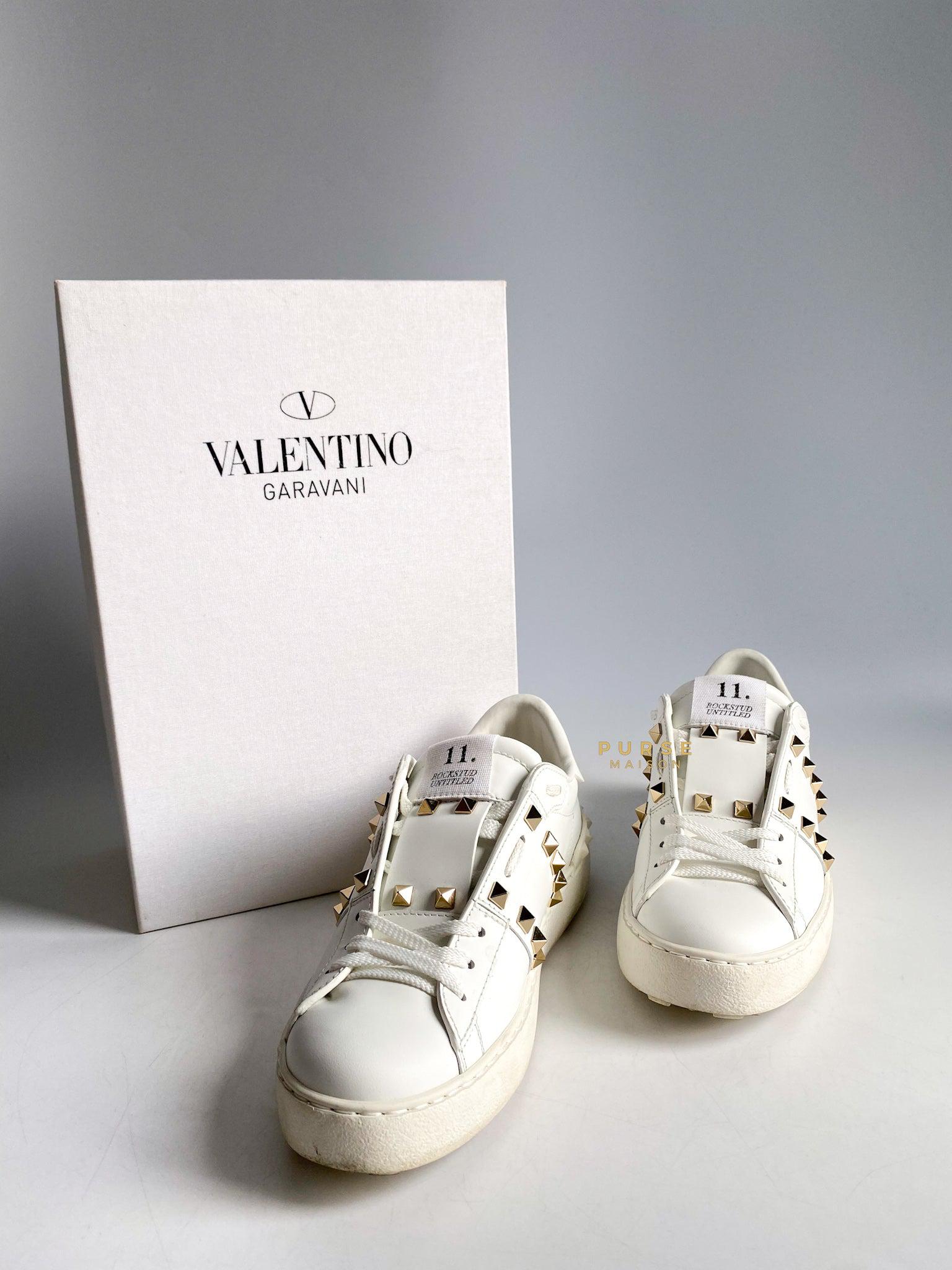 Valentino Gravani White Rockstud Low Top Sneakers (Size 36 EUR)