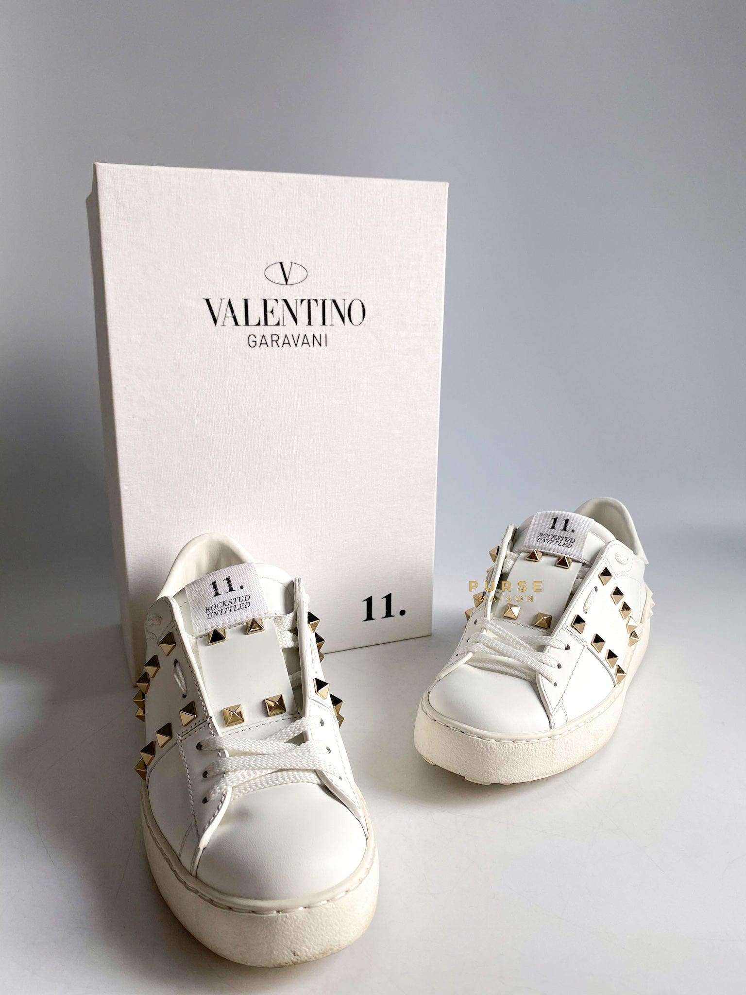 Valentino Gravani White Rockstud Low Top Sneakers (Size 36 EUR)
