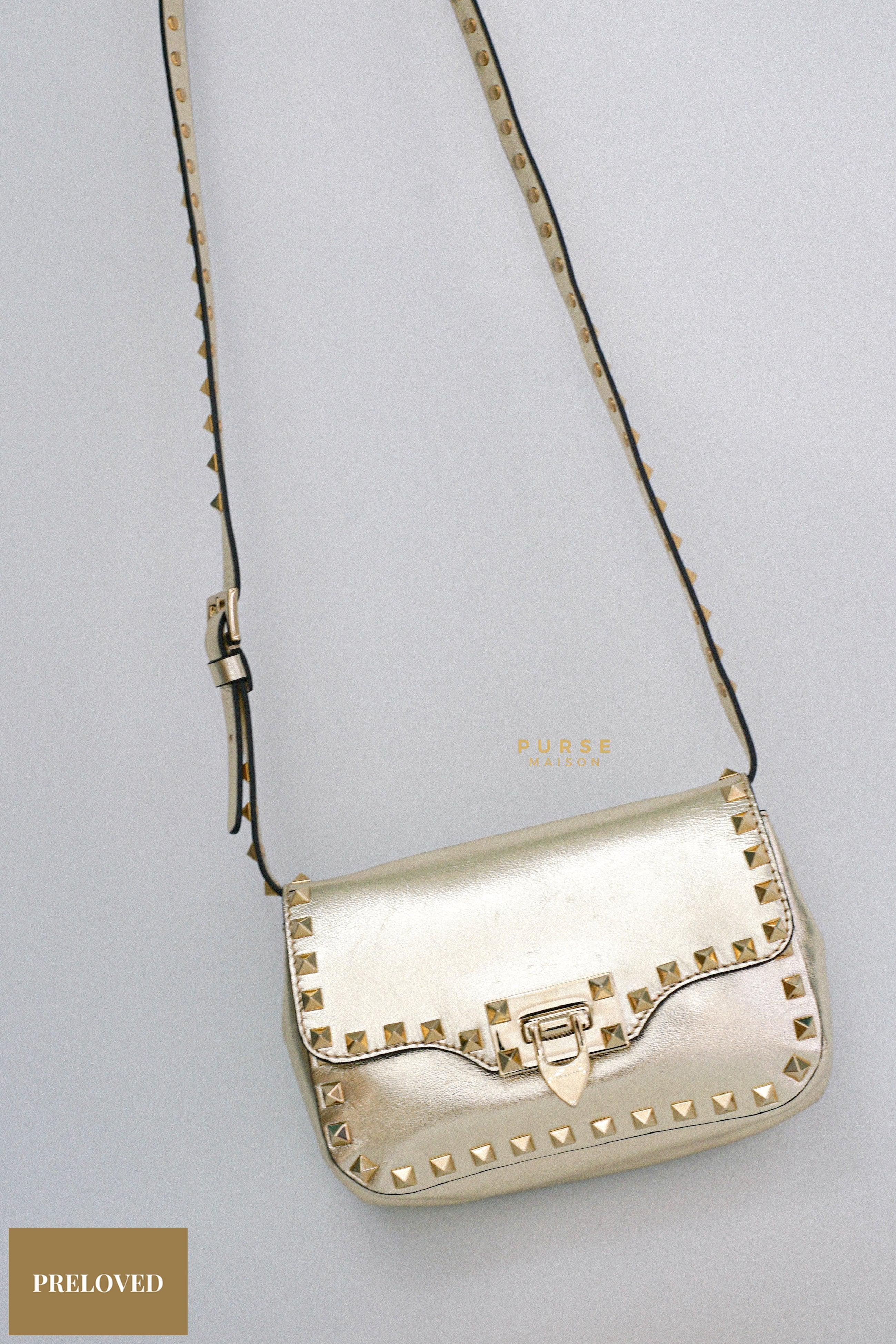 Valentino Rockstud Lock it Small in Silver Leather Bag