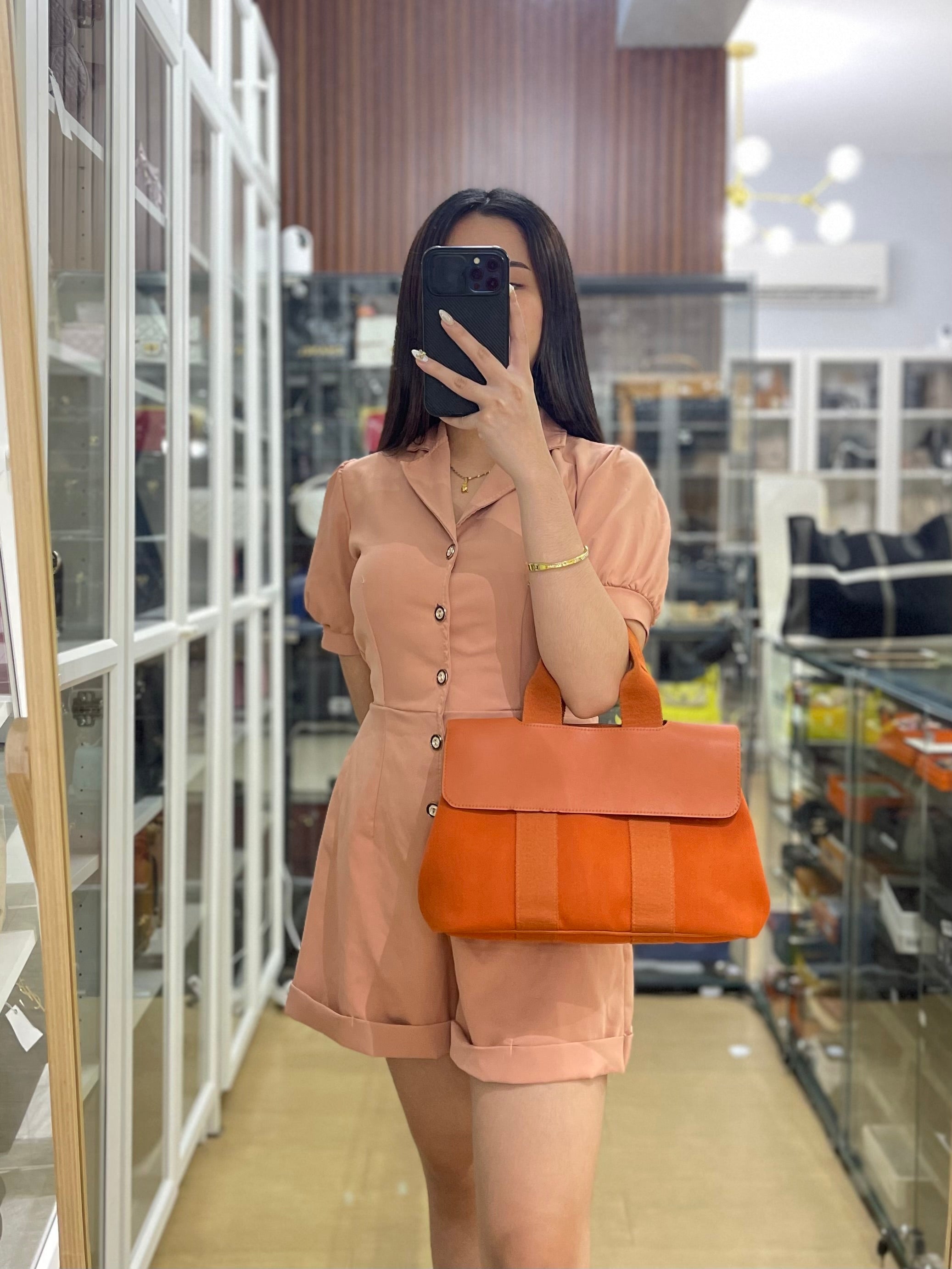 Valparaiso in Orange Canvas & Palladium Hardware Handbag | Purse Maison Luxury Bags Shop