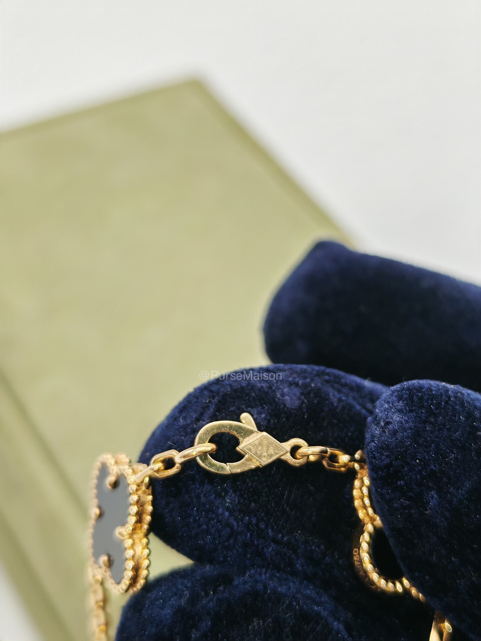 Van Cleef & Arpels Vintage Alhambra Bracelet in Onyx 5 Motif Yellow Gold (2022) | Purse Maison Luxury Bags Shop