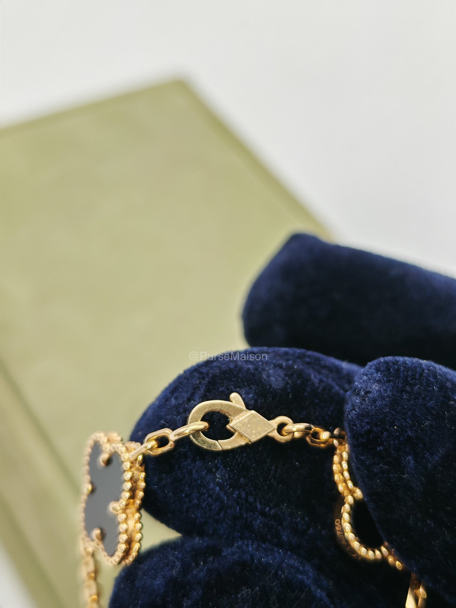 Van Cleef & Arpels Vintage Alhambra Bracelet in Onyx 5 Motif Yellow Gold (2022) | Purse Maison Luxury Bags Shop