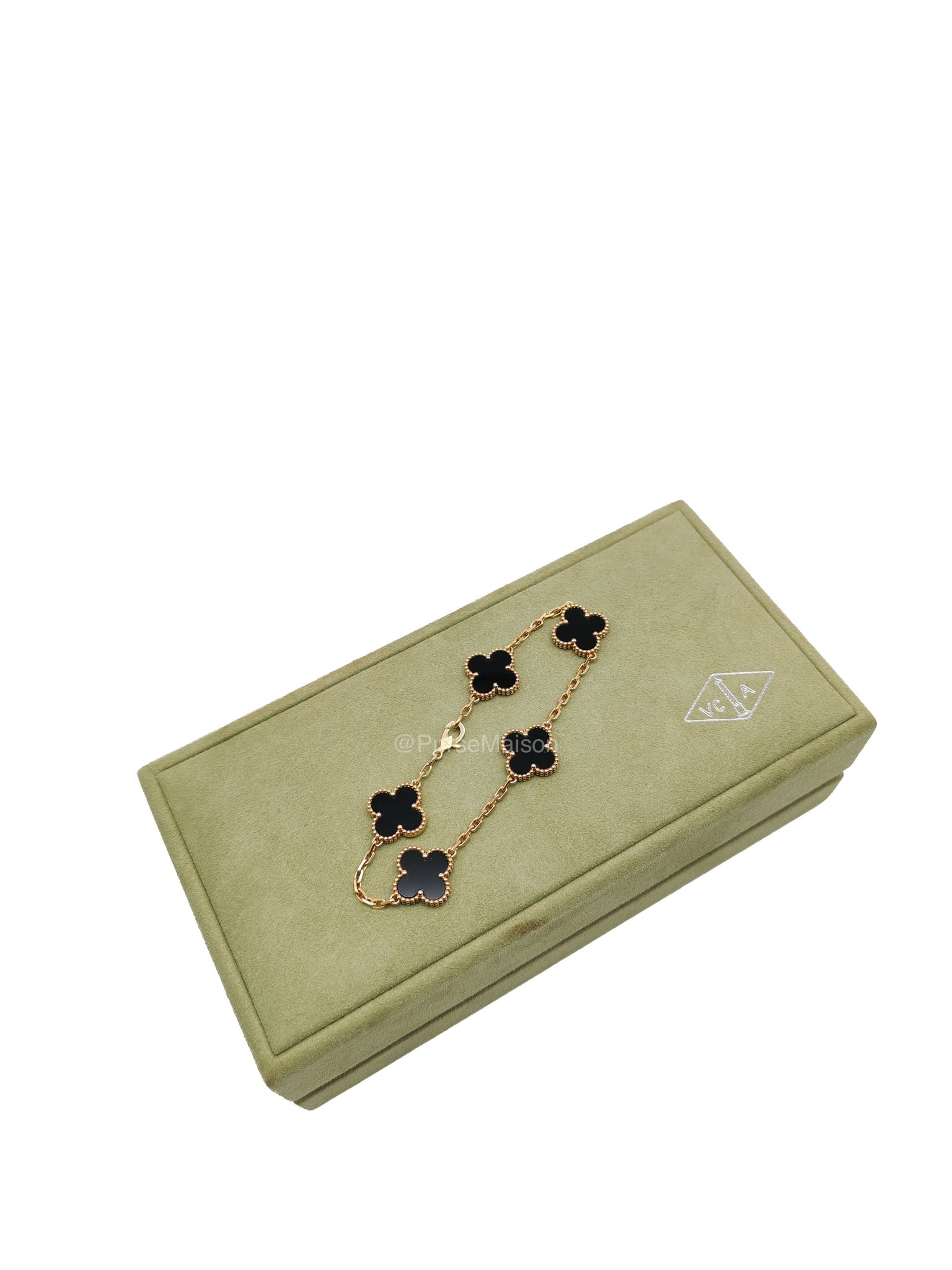 Van Cleef & Arpels Vintage Alhambra Bracelet in Onyx 5 Motif Yellow Gold (2022) | Purse Maison Luxury Bags Shop