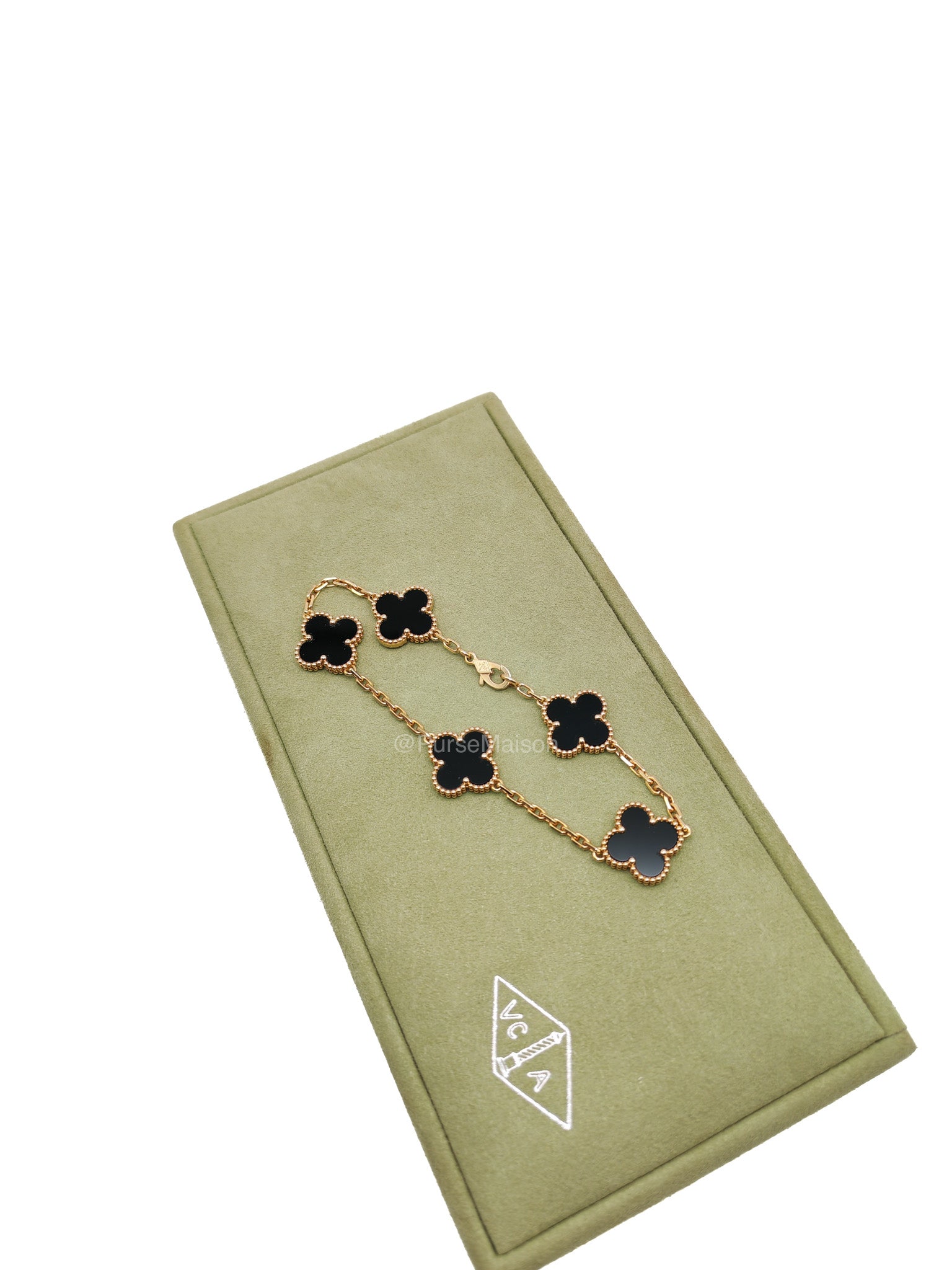 Van Cleef & Arpels Vintage Alhambra Bracelet in Onyx 5 Motif Yellow Gold (2022) | Purse Maison Luxury Bags Shop