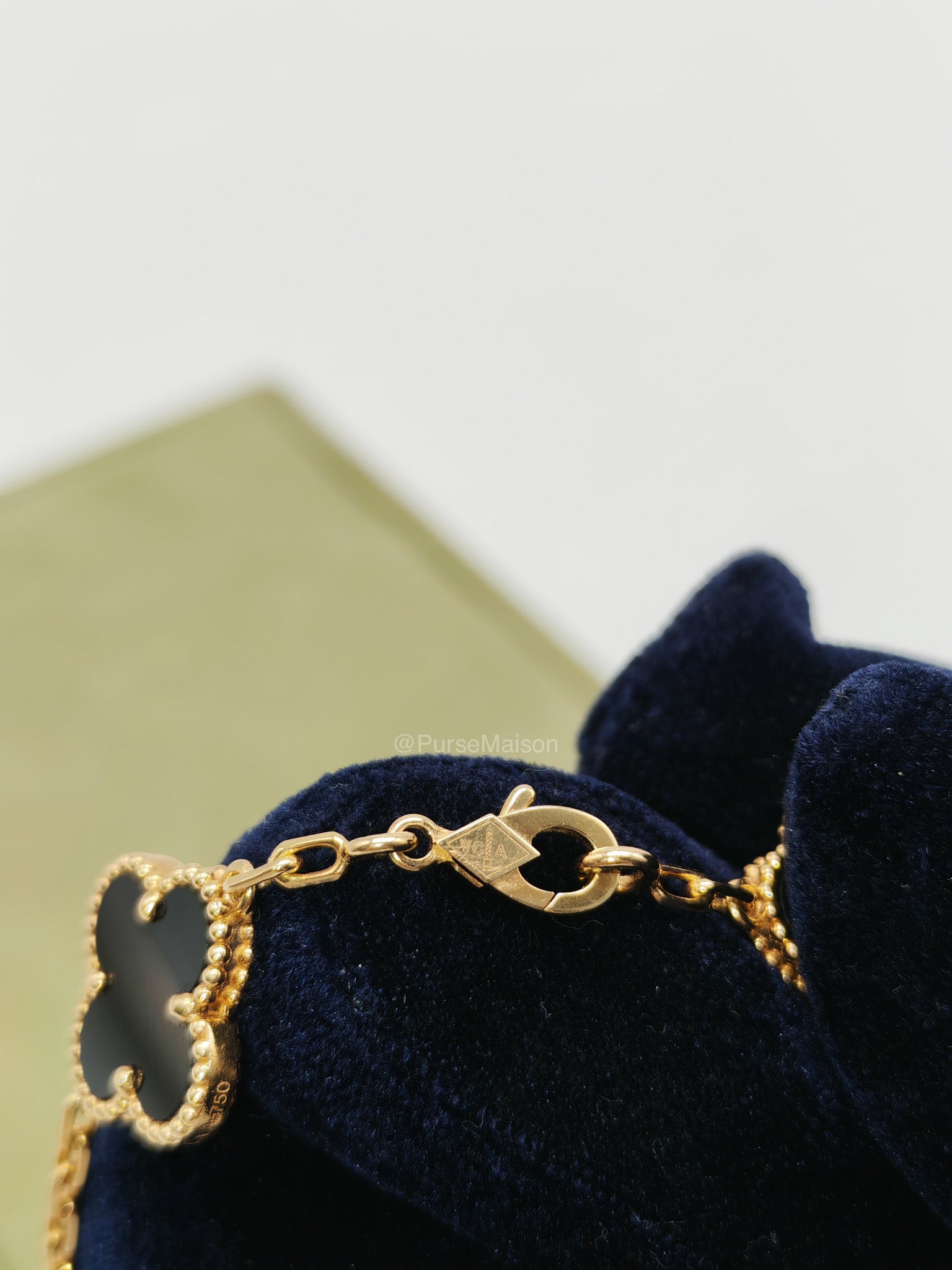 Van Cleef & Arpels Vintage Alhambra Bracelet in Onyx 5 Motif Yellow Gold (2022) | Purse Maison Luxury Bags Shop