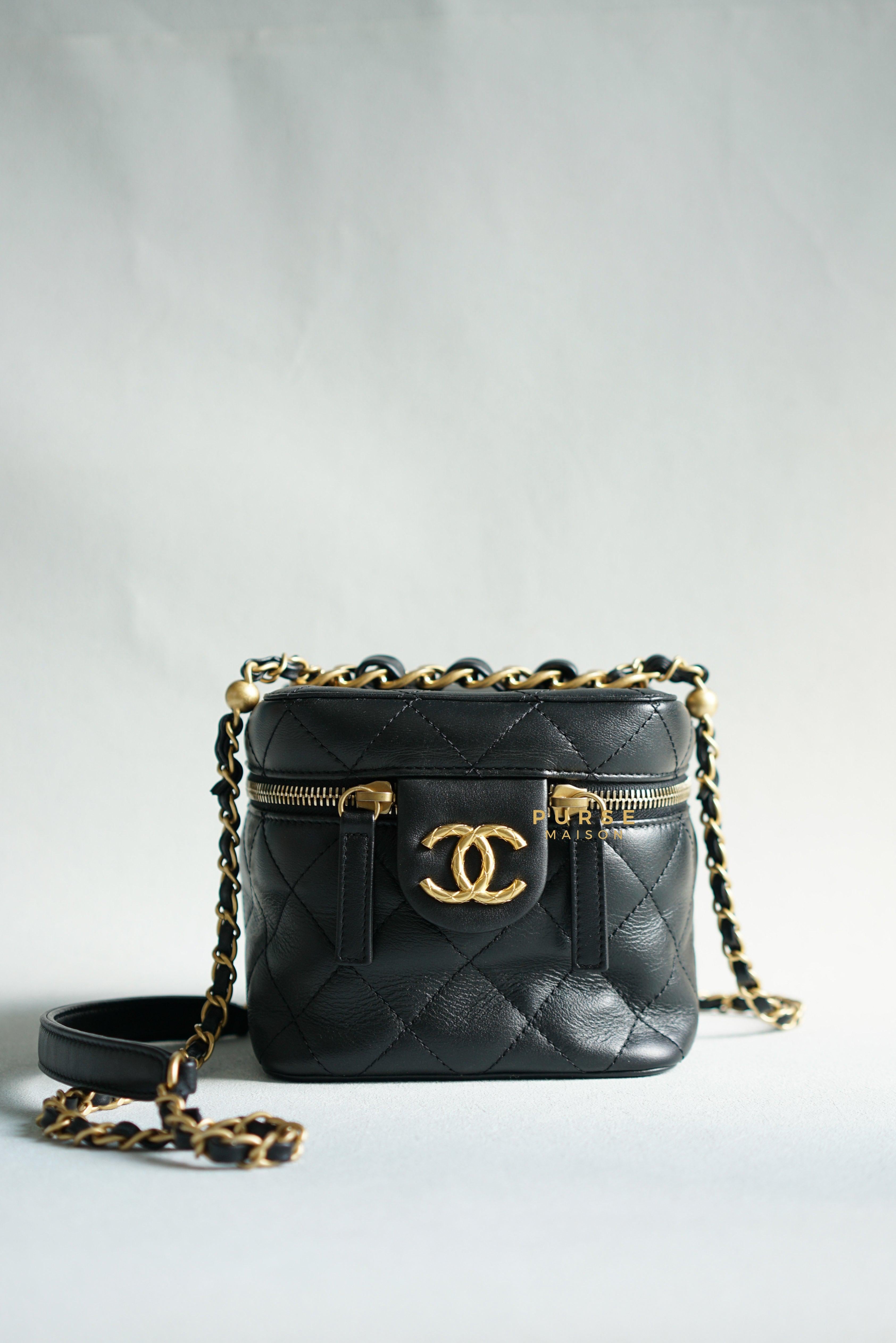 Chanel Vanity Case 22s Lambskin Leather in Aged Gold Hardware (Microchip) | Purse Maison Luxury Bags Shop