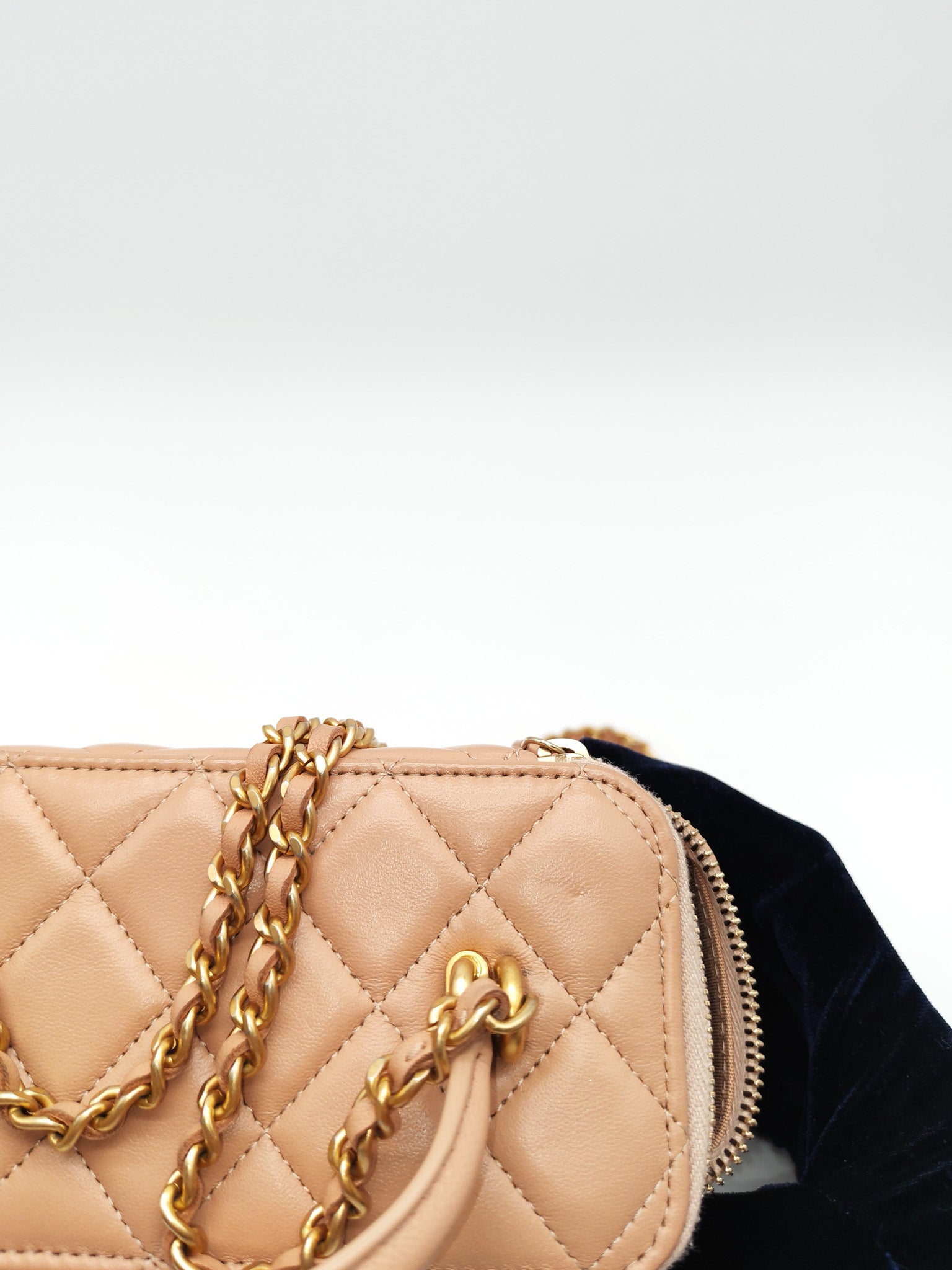 Vanity Case Top Handle Beige in Quilted Lambskin Leather and Aged Gold Hardware Series 31 | Purse Maison Luxury Bags Shop