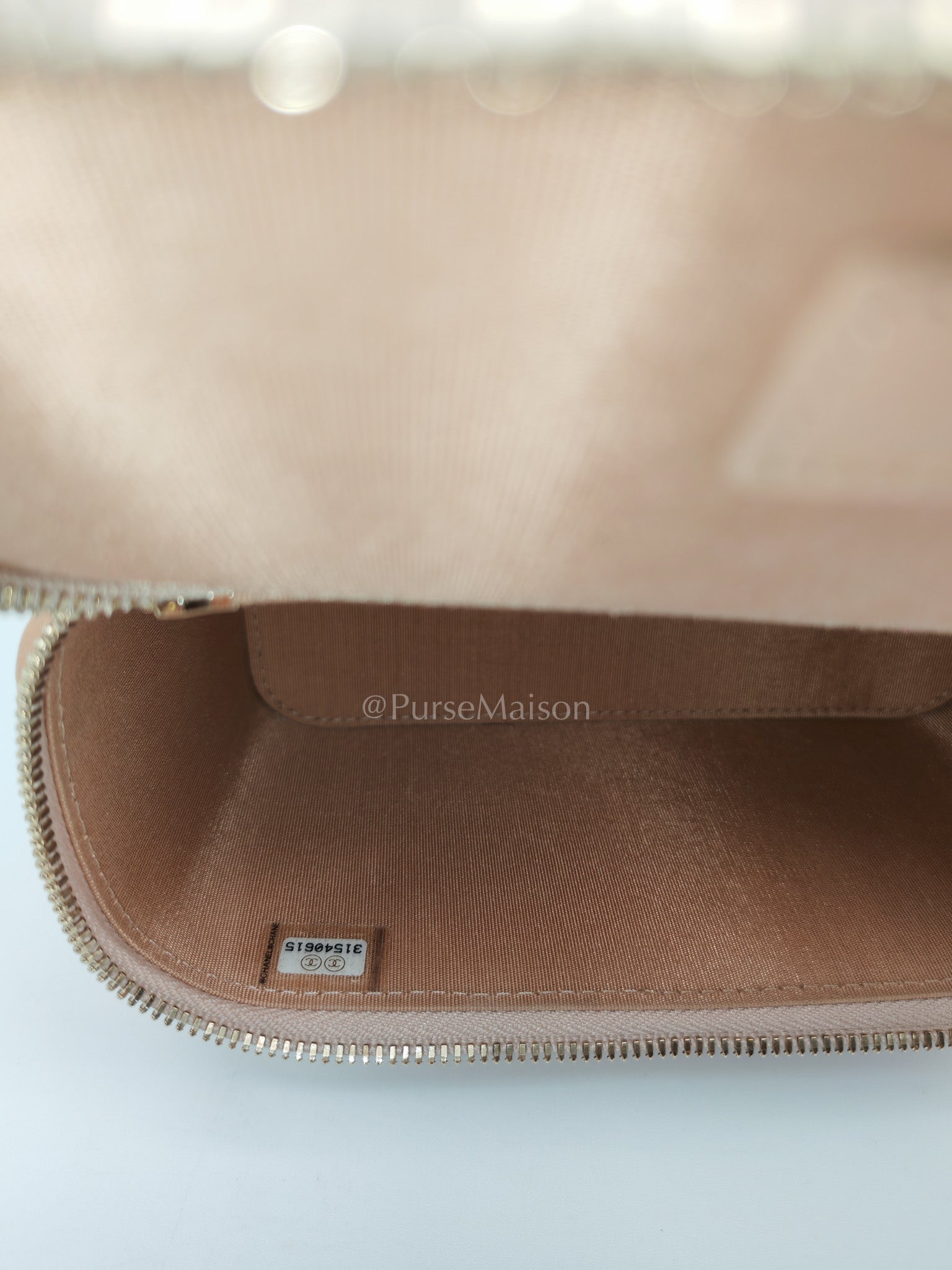 Vanity Case Top Handle Beige in Quilted Lambskin Leather and Aged Gold Hardware Series 31 | Purse Maison Luxury Bags Shop