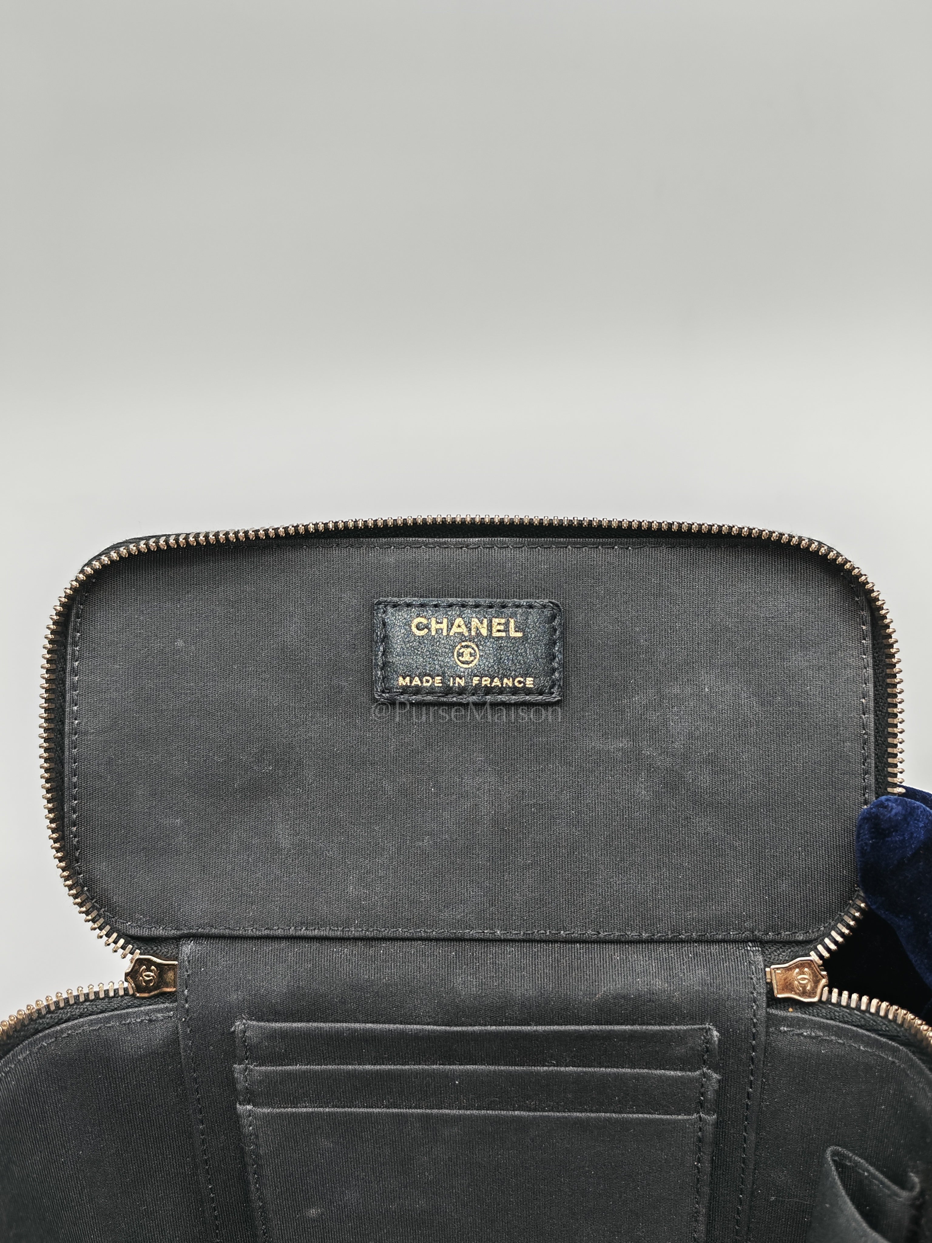 Vanity Case Top Handle Small in Black Quilted Lambskin Leather & Gold Hardware Series 31 | Purse Maison Luxury Bags Shop
