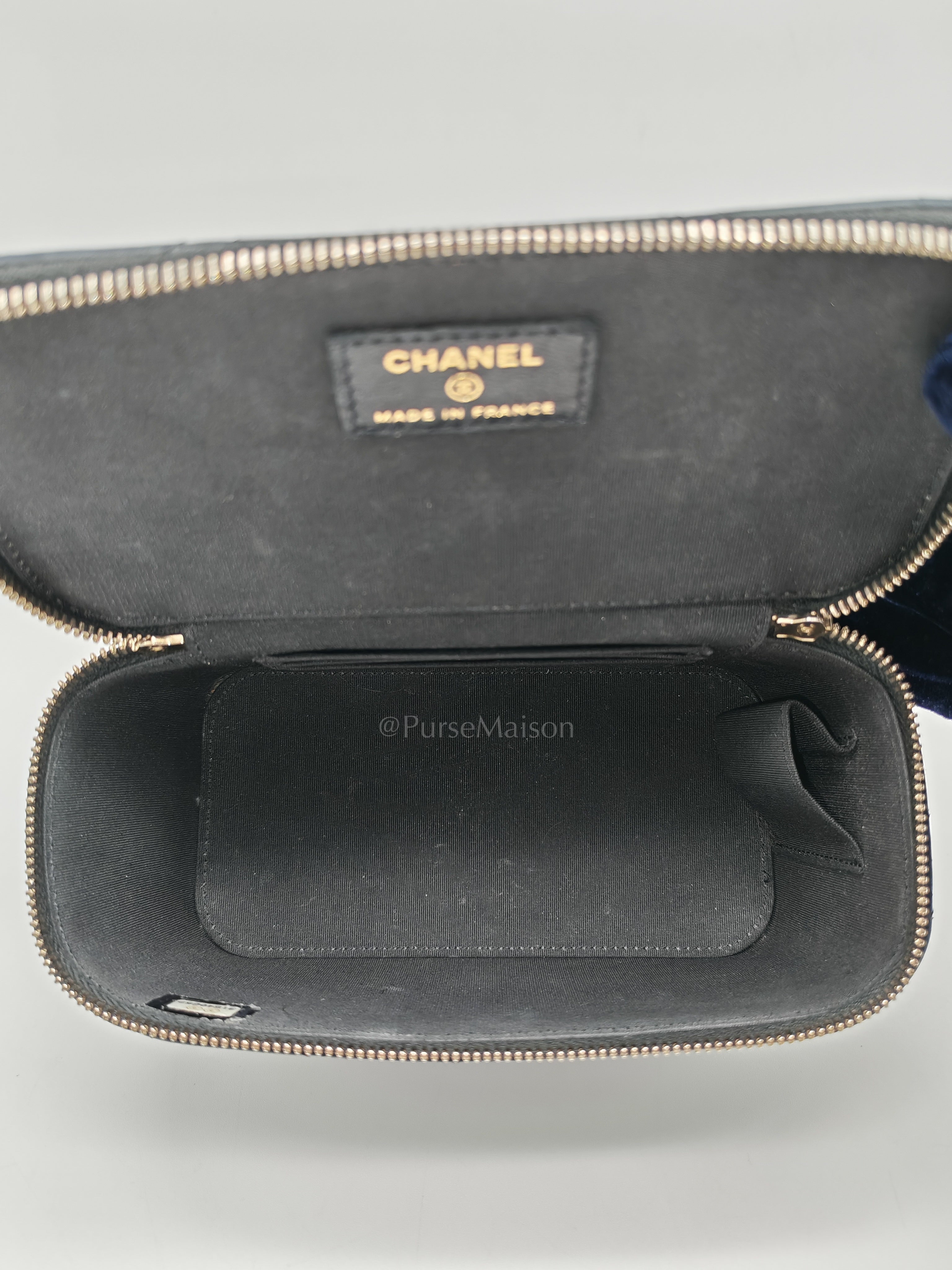 Vanity Case Top Handle Small in Black Quilted Lambskin Leather & Gold Hardware Series 31 | Purse Maison Luxury Bags Shop
