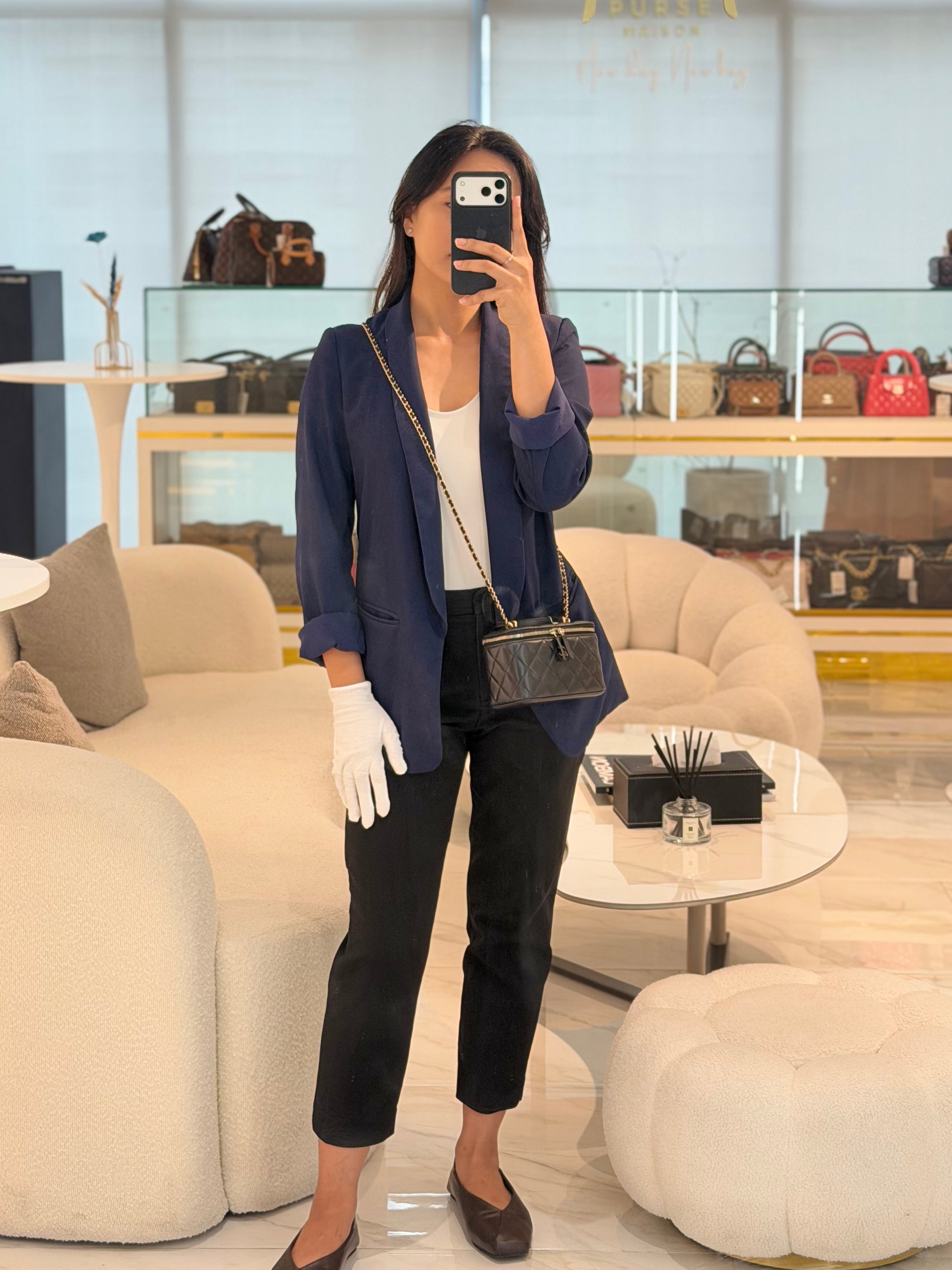 Vanity Case Top Handle Small in Black Quilted Lambskin Leather & Gold Hardware Series 31 | Purse Maison Luxury Bags Shop