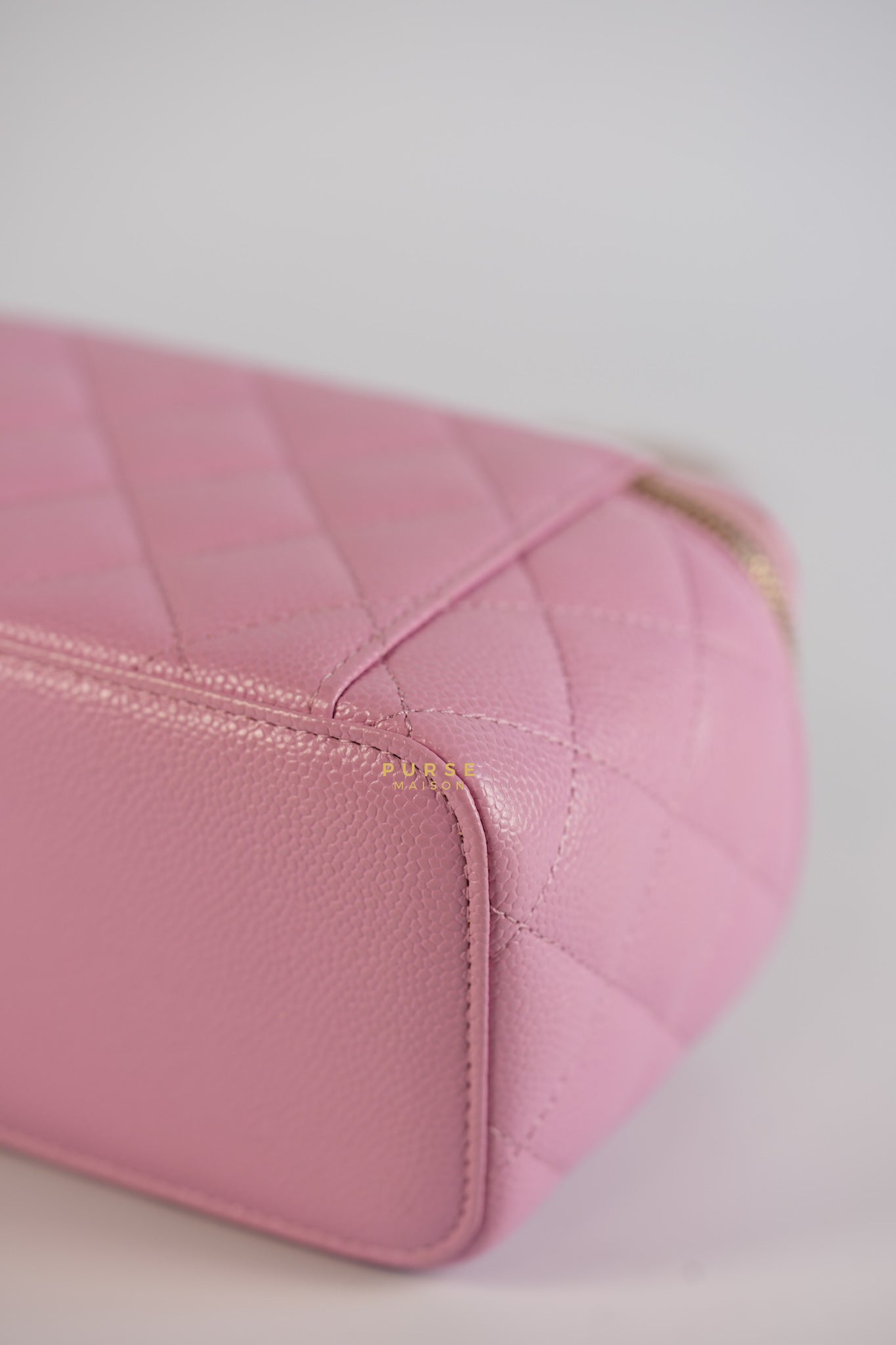 Vanity Case Top in Pink Caviar Leather and Aged Gold Hardware (Series 32) | Purse Maison Luxury Bags Shop