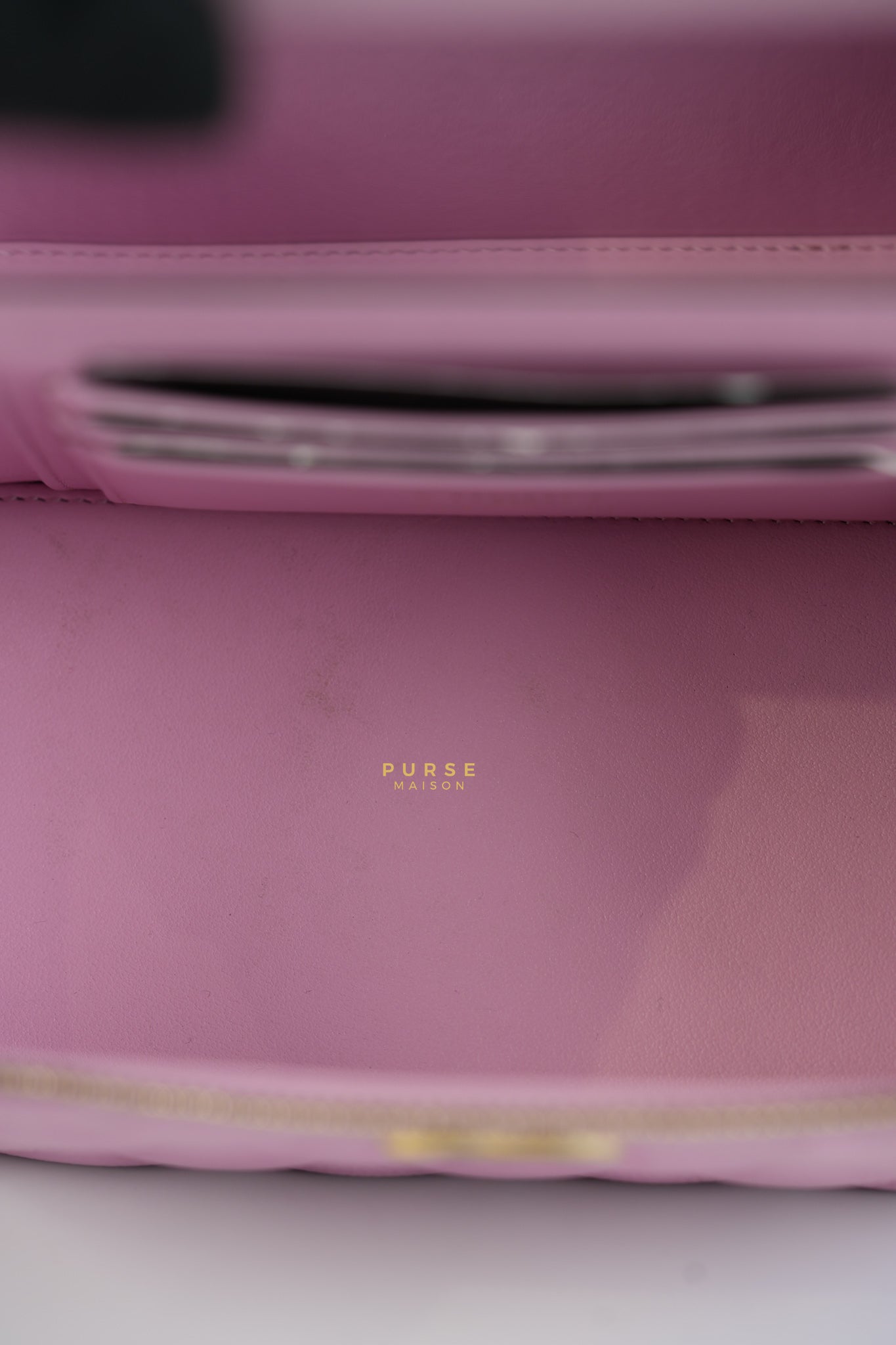 Vanity Case Top in Pink Caviar Leather and Aged Gold Hardware (Series 32) | Purse Maison Luxury Bags Shop