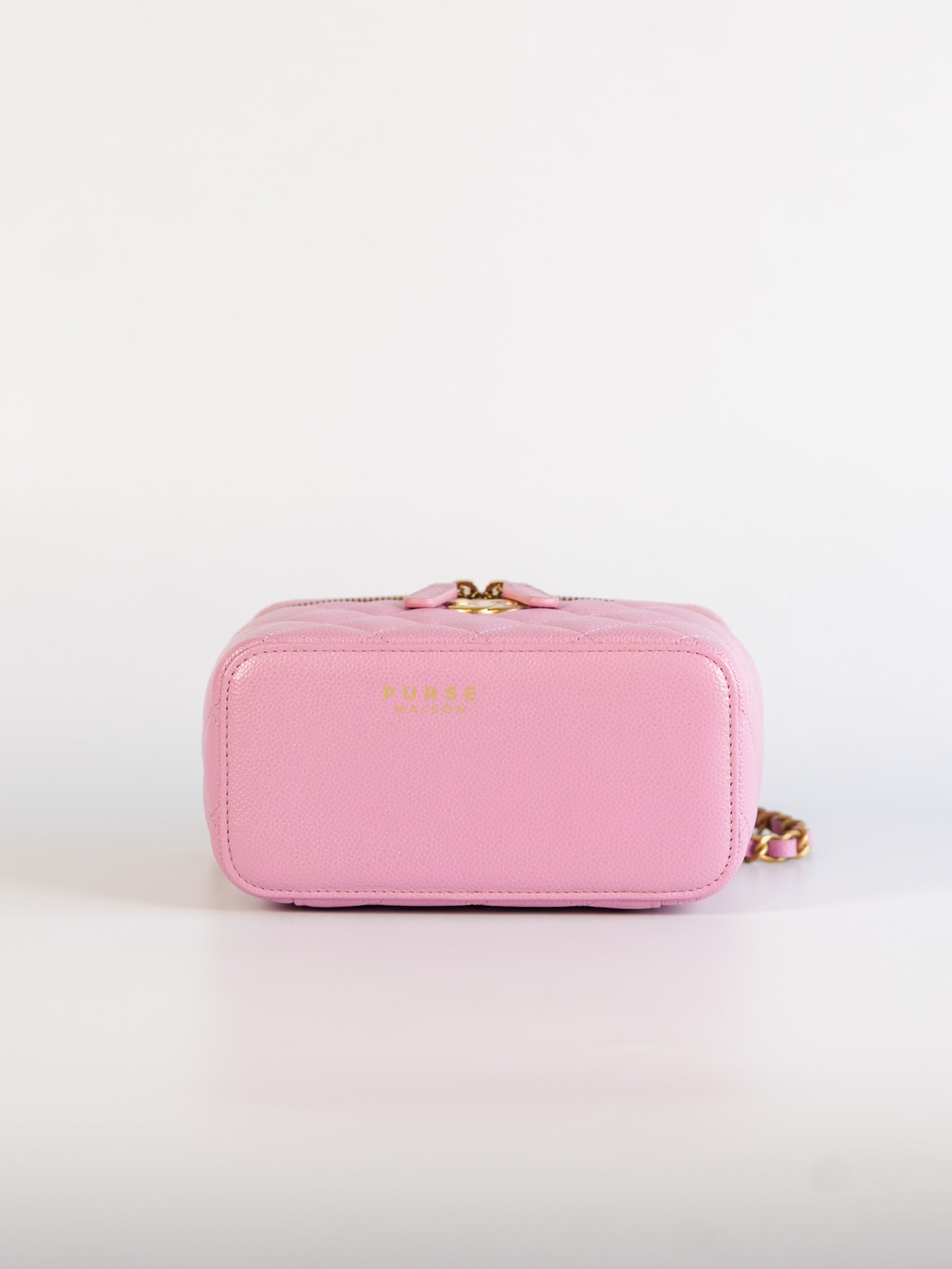 Vanity Case Top in Pink Caviar Leather and Aged Gold Hardware (Series 32) | Purse Maison Luxury Bags Shop