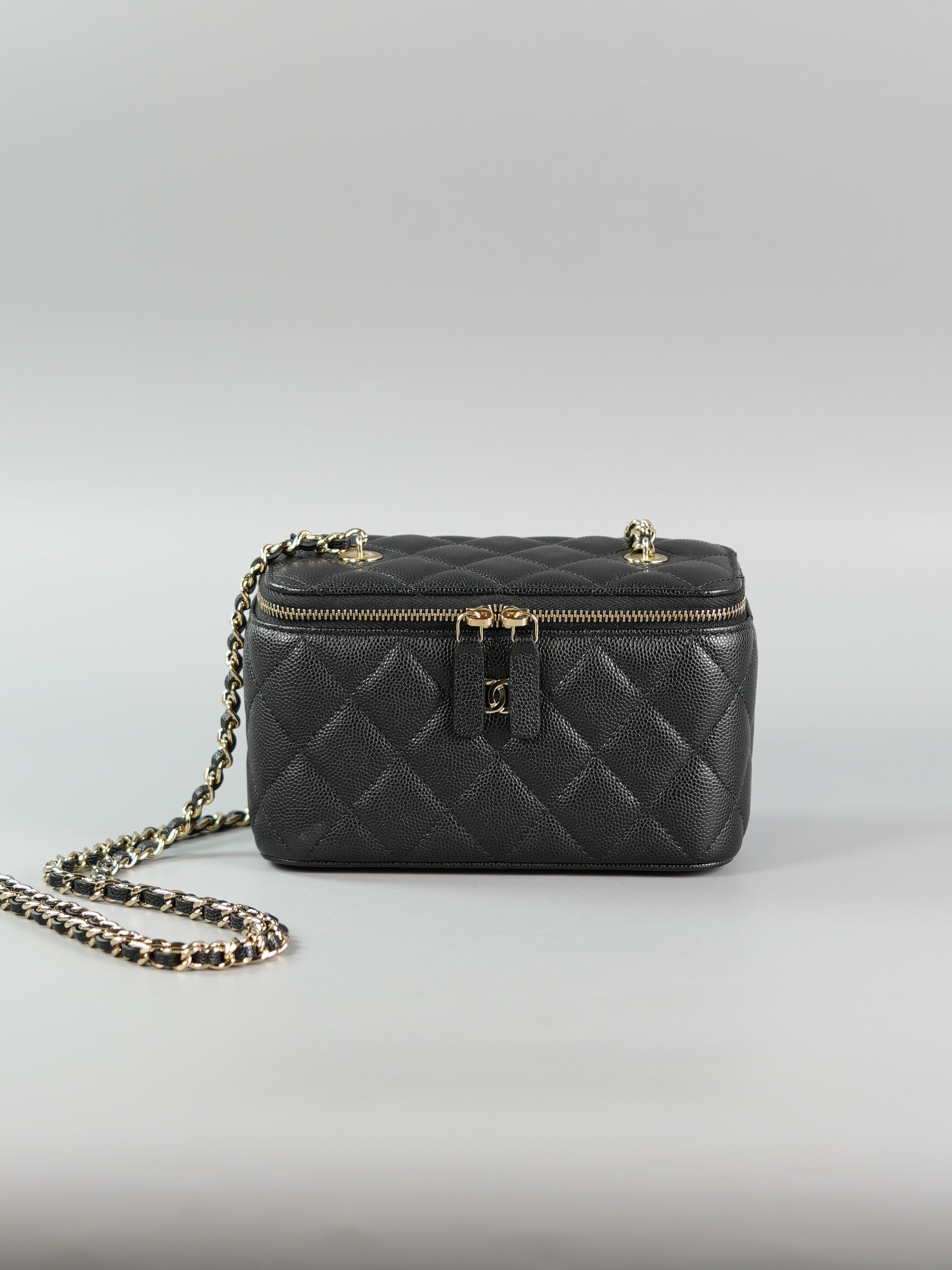 Vanity in Black Quilted Caviar & Light Gold Hardware Series 32 | Purse Maison Luxury Bags Shop