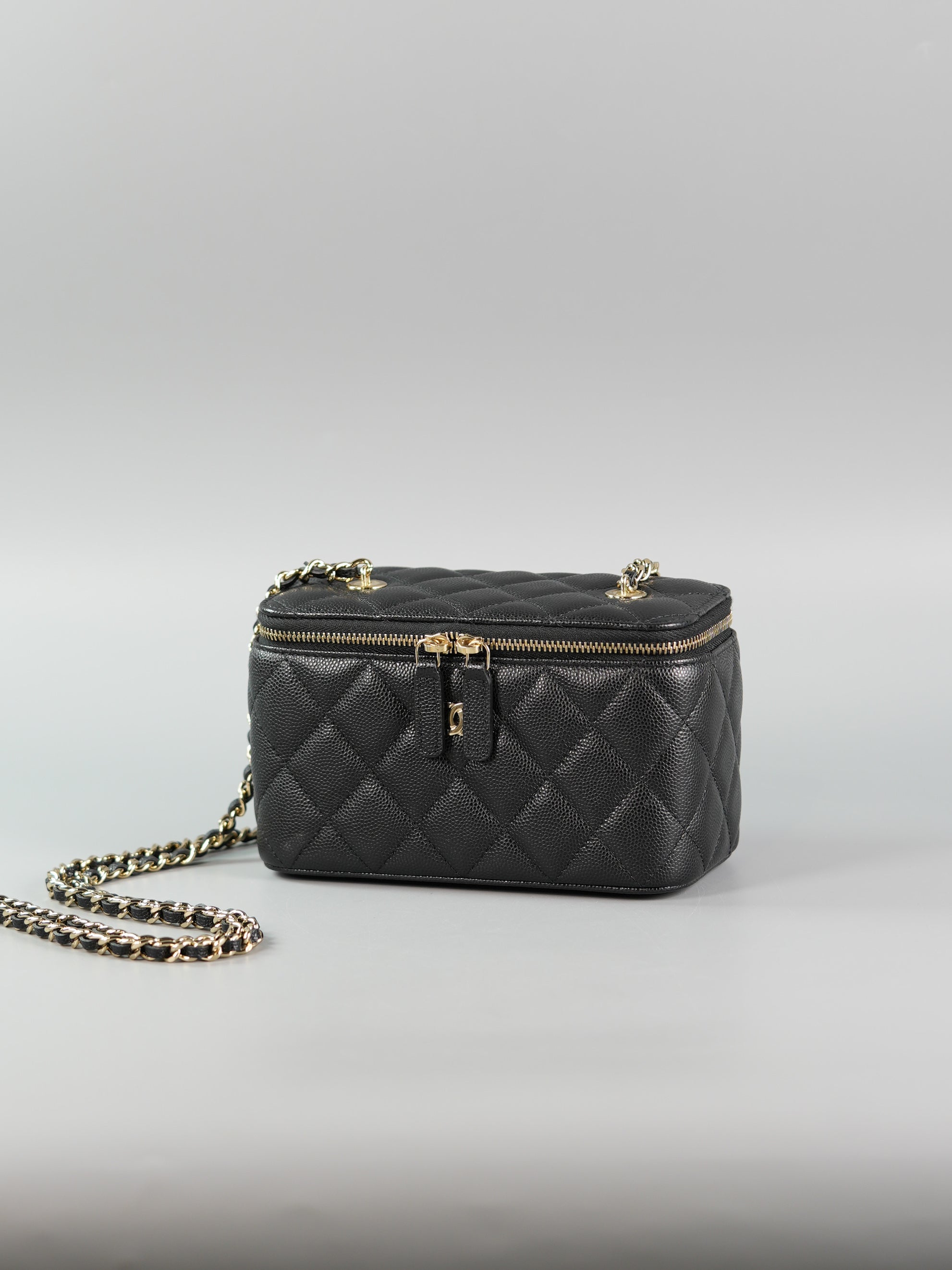 Vanity in Black Quilted Caviar & Light Gold Hardware Series 32 | Purse Maison Luxury Bags Shop