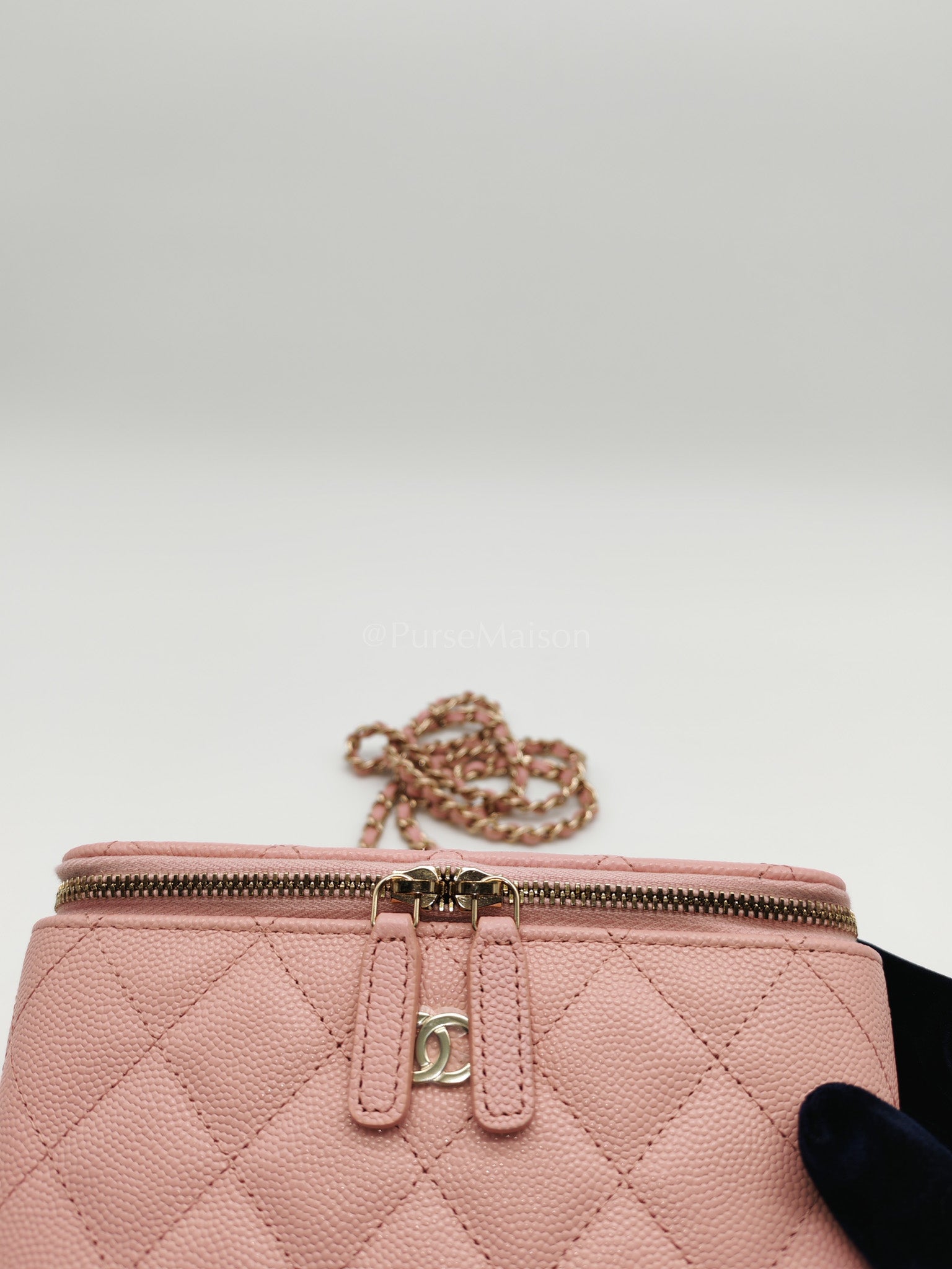 Vanity in Rose Pink Quilted Caviar Leather and Light Gold Hardware Series 31 | Purse Maison Luxury Bags Shop
