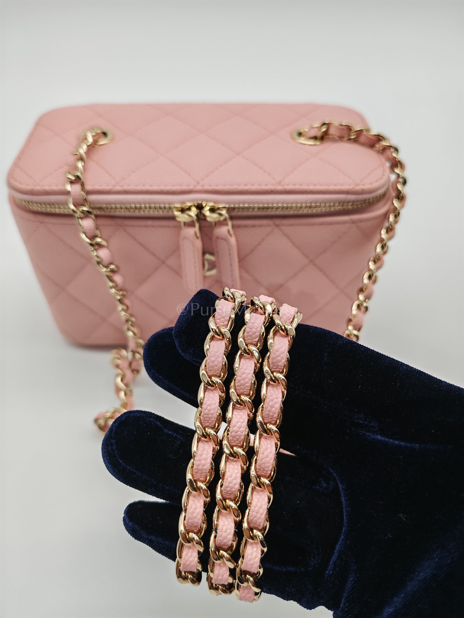 Vanity in Rose Pink Quilted Caviar Leather and Light Gold Hardware Series 31 | Purse Maison Luxury Bags Shop