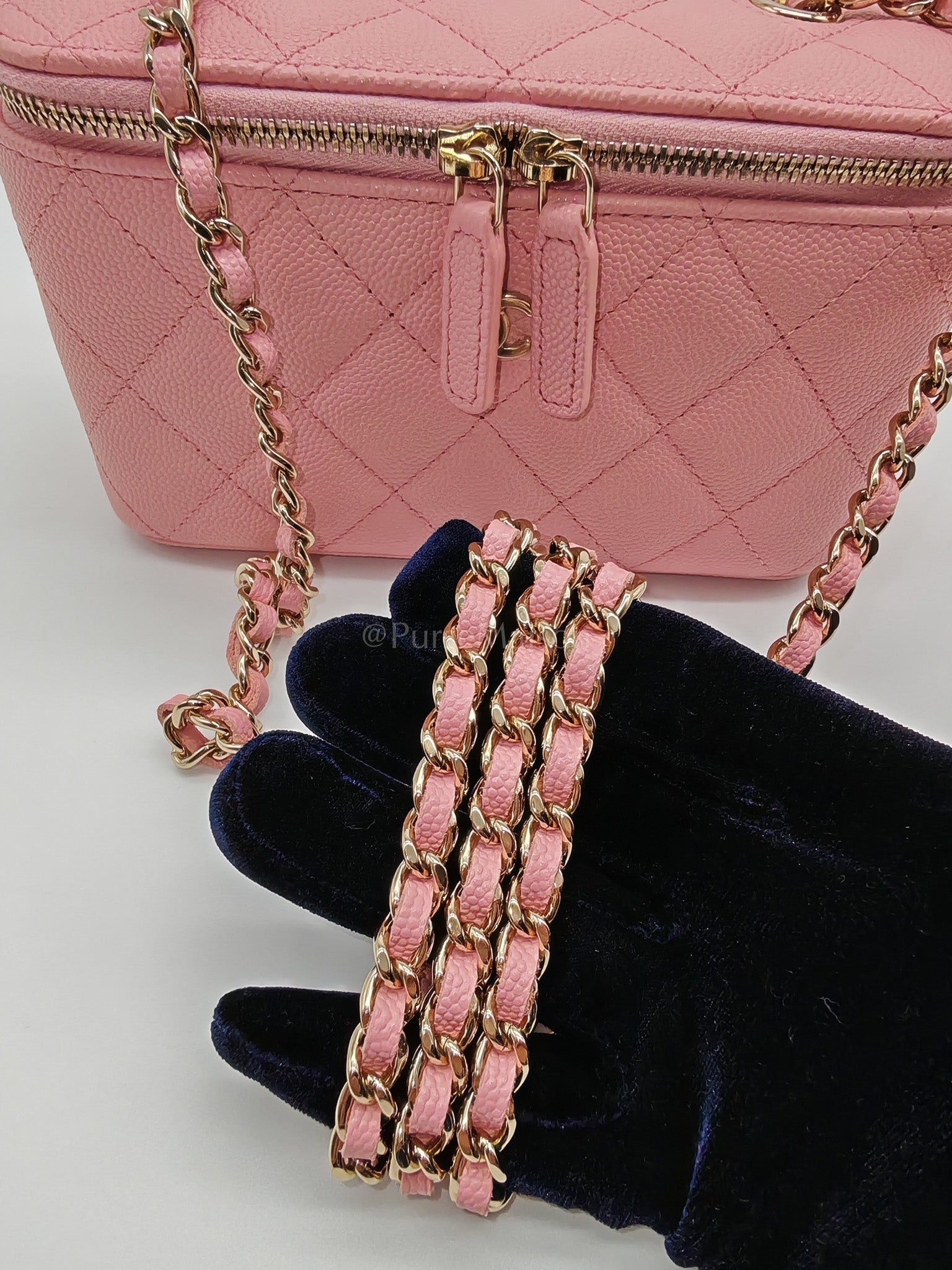 Vanity in Rose Pink Quilted Caviar Leather and Light Gold Hardware Series 31 | Purse Maison Luxury Bags Shop