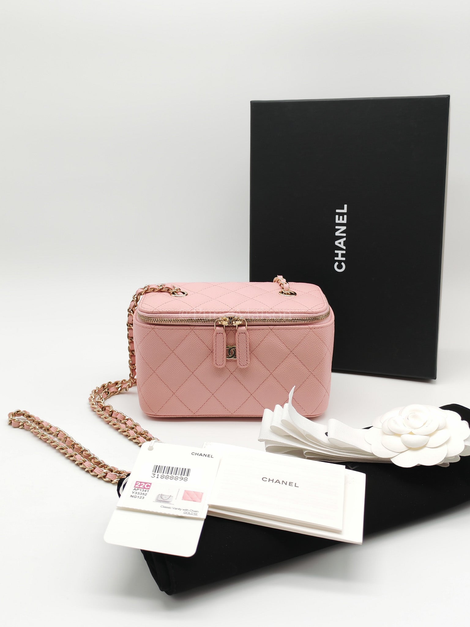 Vanity in Rose Pink Quilted Caviar Leather and Light Gold Hardware Series 31 | Purse Maison Luxury Bags Shop