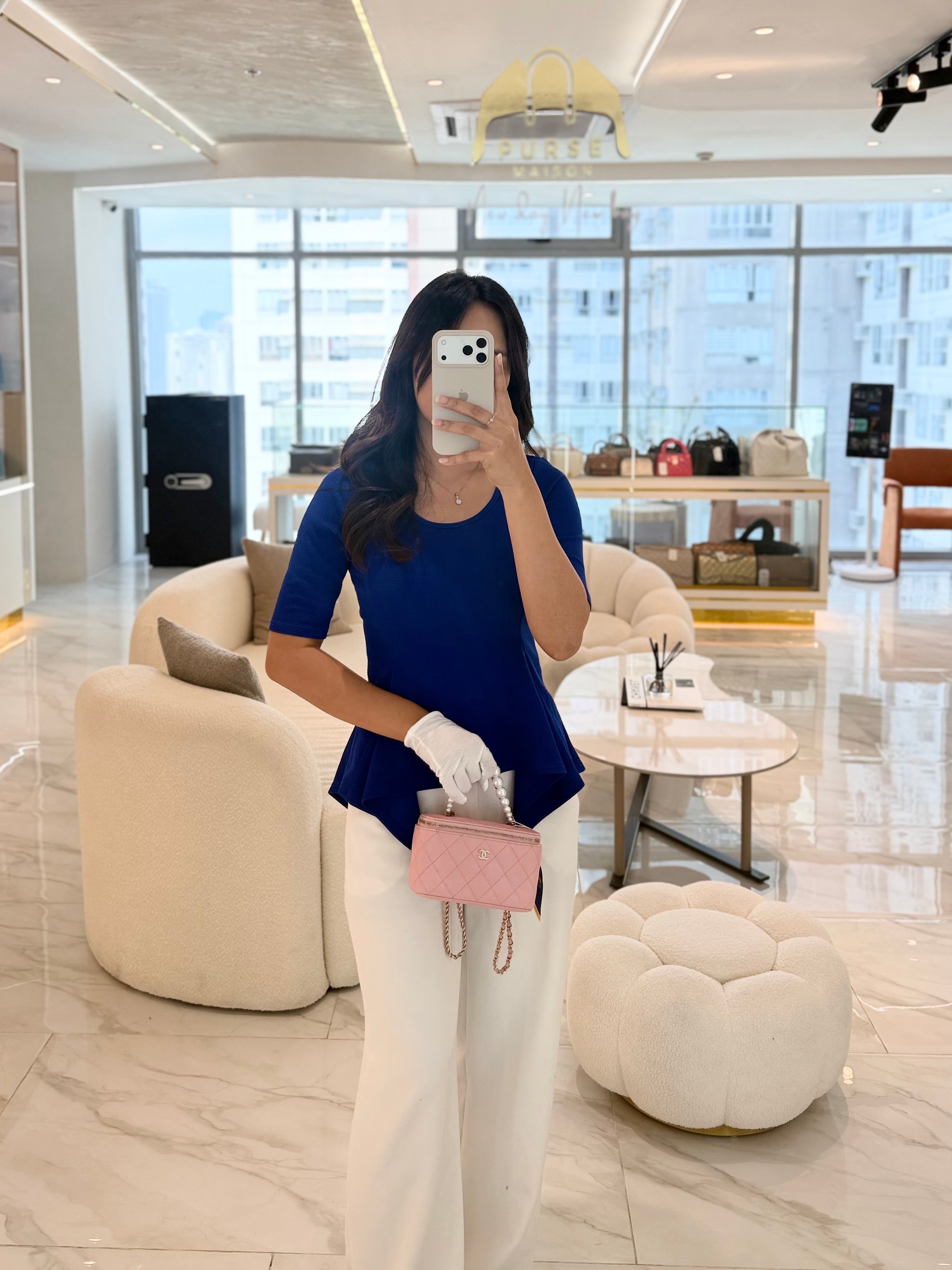 Vanity in Rose Pink Quilted Caviar Leather and Light Gold Hardware Series 31 | Purse Maison Luxury Bags Shop