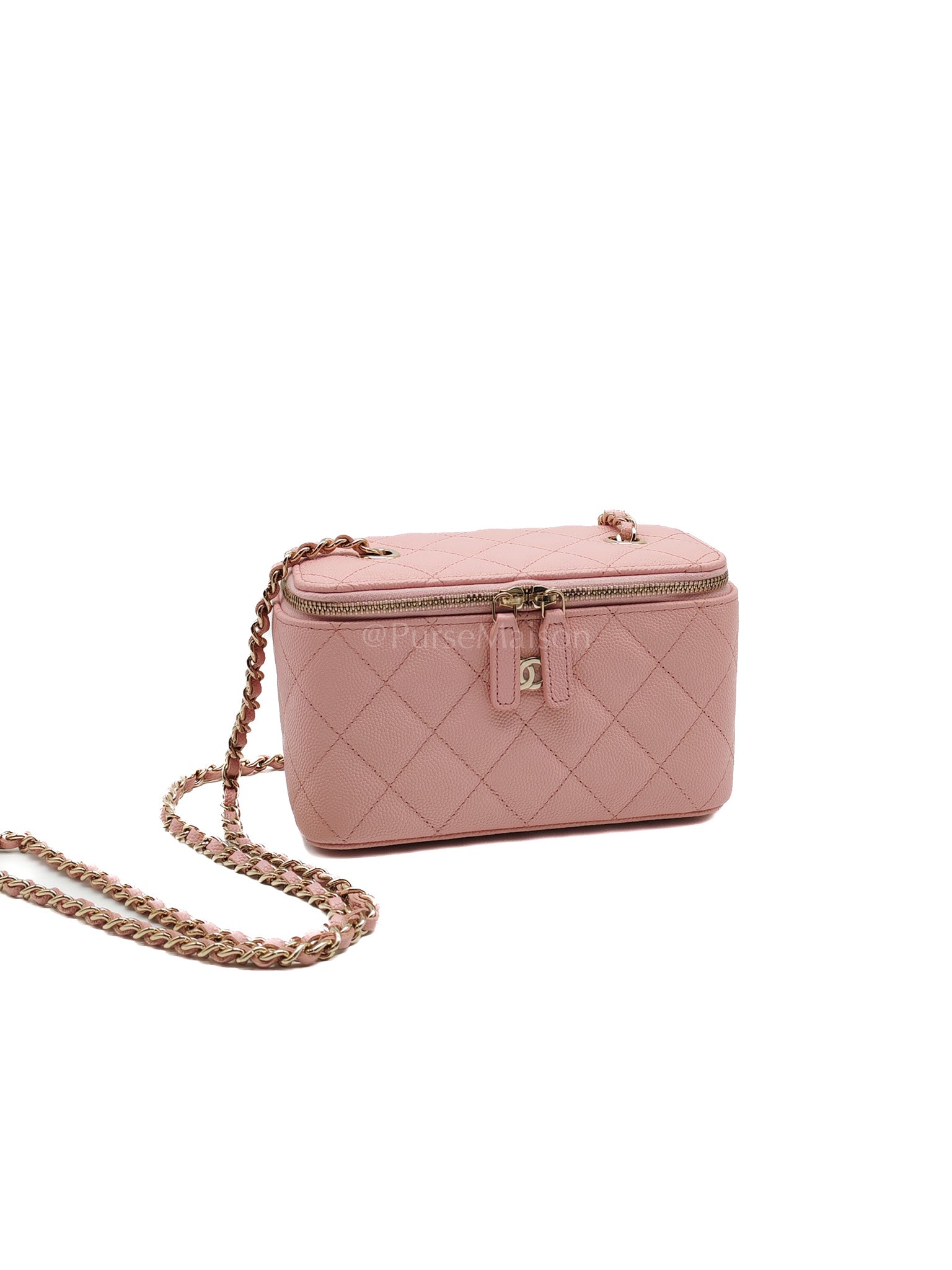 Vanity in Rose Pink Quilted Caviar Leather and Light Gold Hardware Series 31 | Purse Maison Luxury Bags Shop