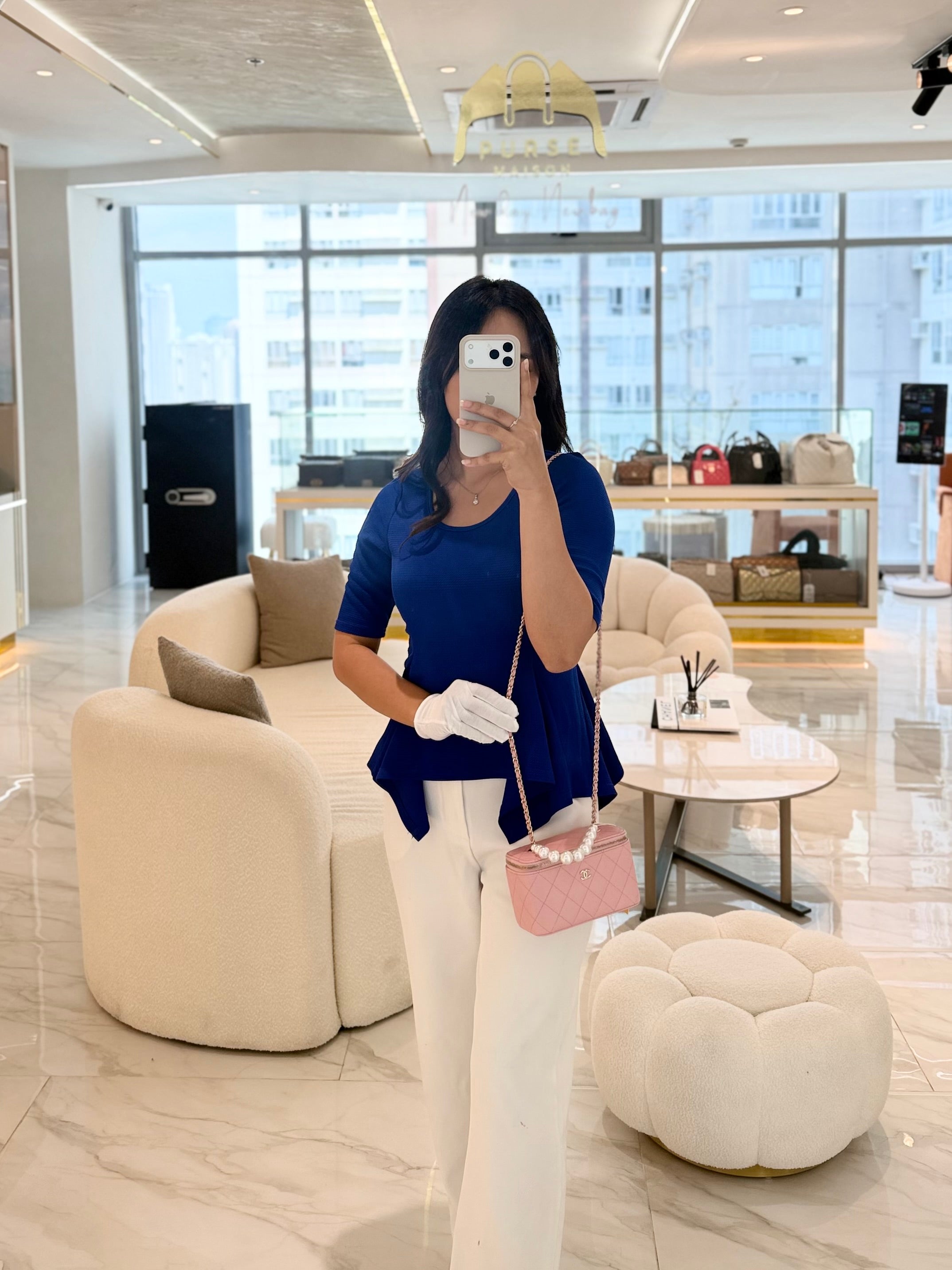 Vanity in Rose Pink Quilted Caviar Leather and Light Gold Hardware Series 31 | Purse Maison Luxury Bags Shop