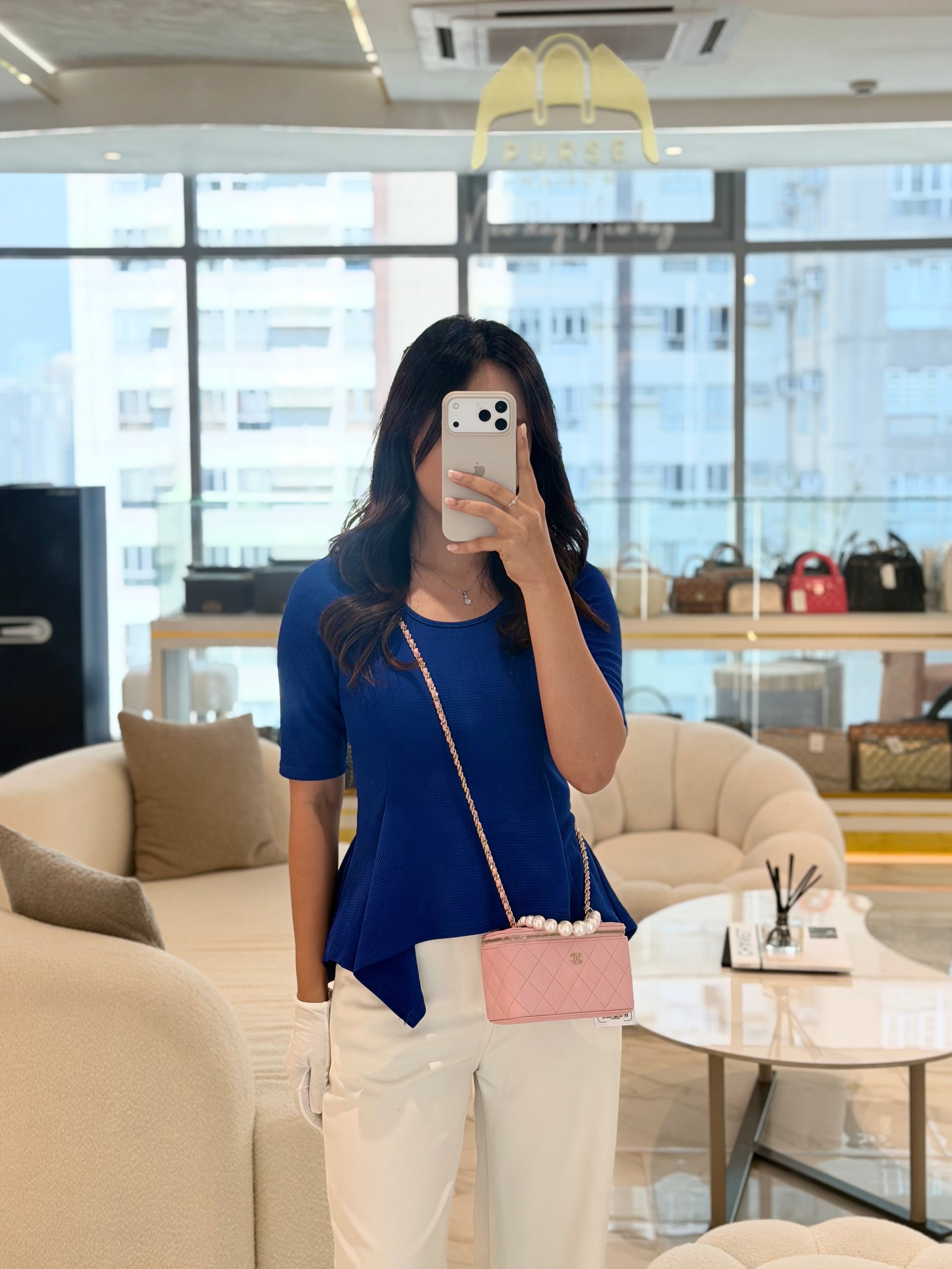 Vanity in Rose Pink Quilted Caviar Leather and Light Gold Hardware Series 31 | Purse Maison Luxury Bags Shop