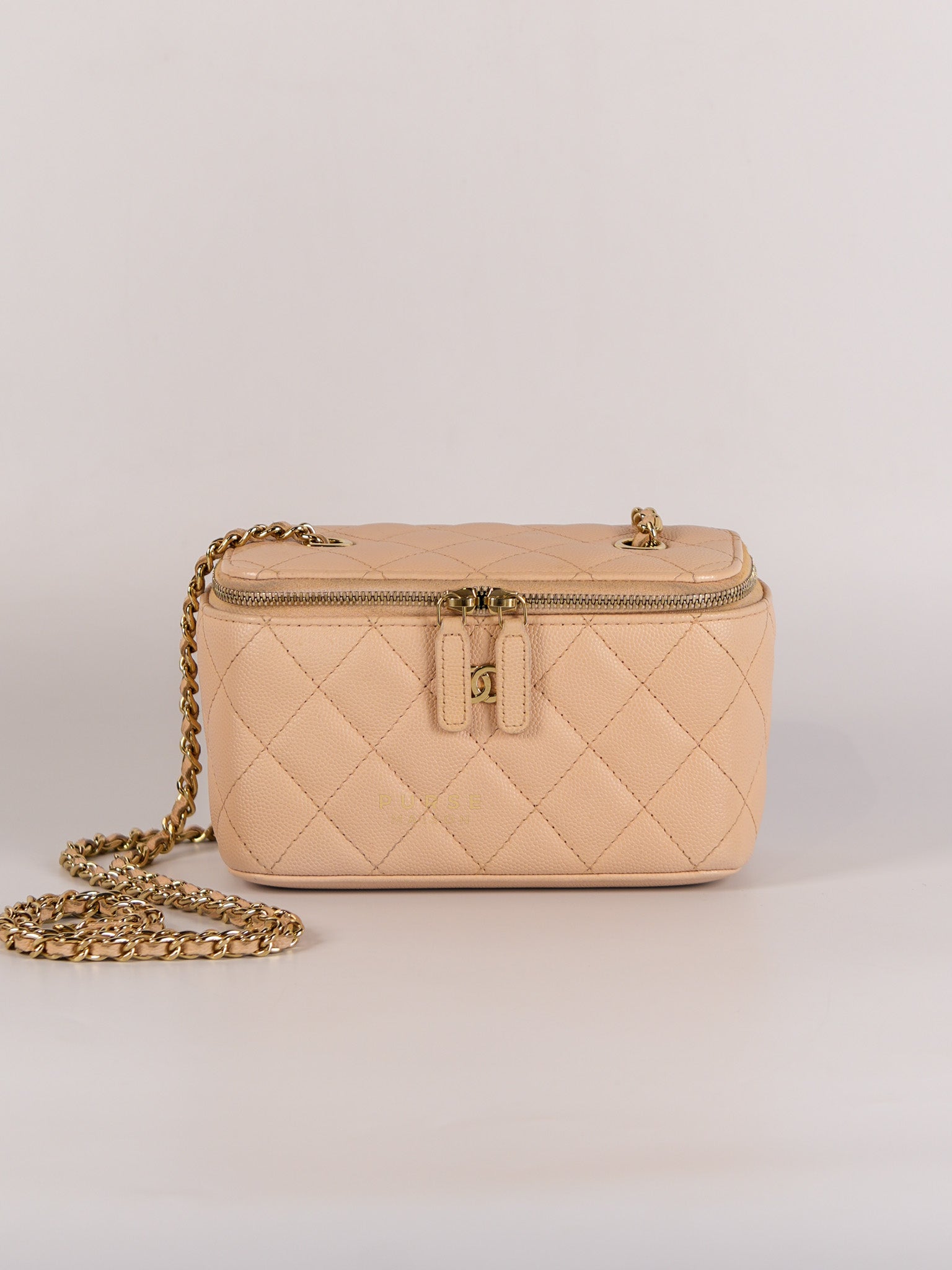 Vanity Light Beige in Caviar Leather and Light Gold Hardware Series 31 | Purse Maison Luxury Bags Shop