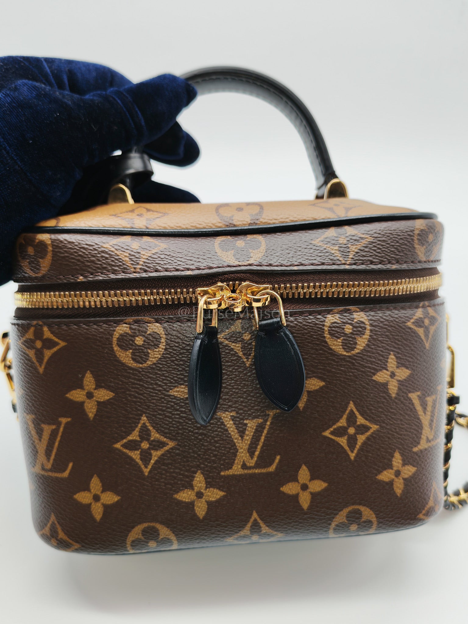 Vanity Top Handle PM in Reverse Monogram Canvas Shoulder Bag (Microchip) | Purse Maison Luxury Bags Shop