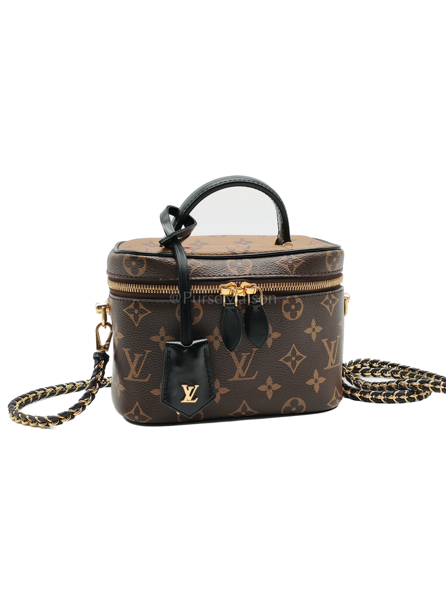 Vanity Top Handle PM in Reverse Monogram Canvas Shoulder Bag (Microchip) | Purse Maison Luxury Bags Shop