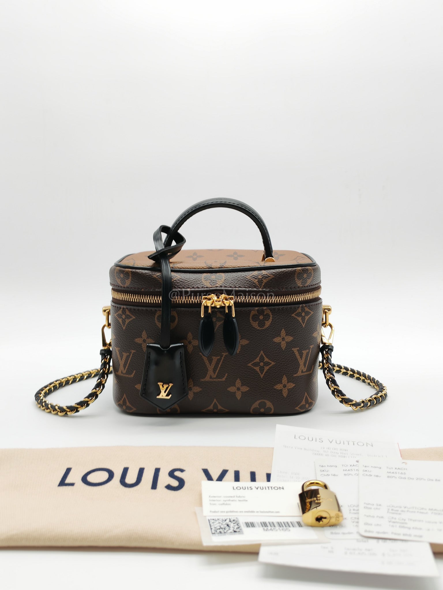 Vanity Top Handle PM in Reverse Monogram Canvas Shoulder Bag (Microchip) | Purse Maison Luxury Bags Shop